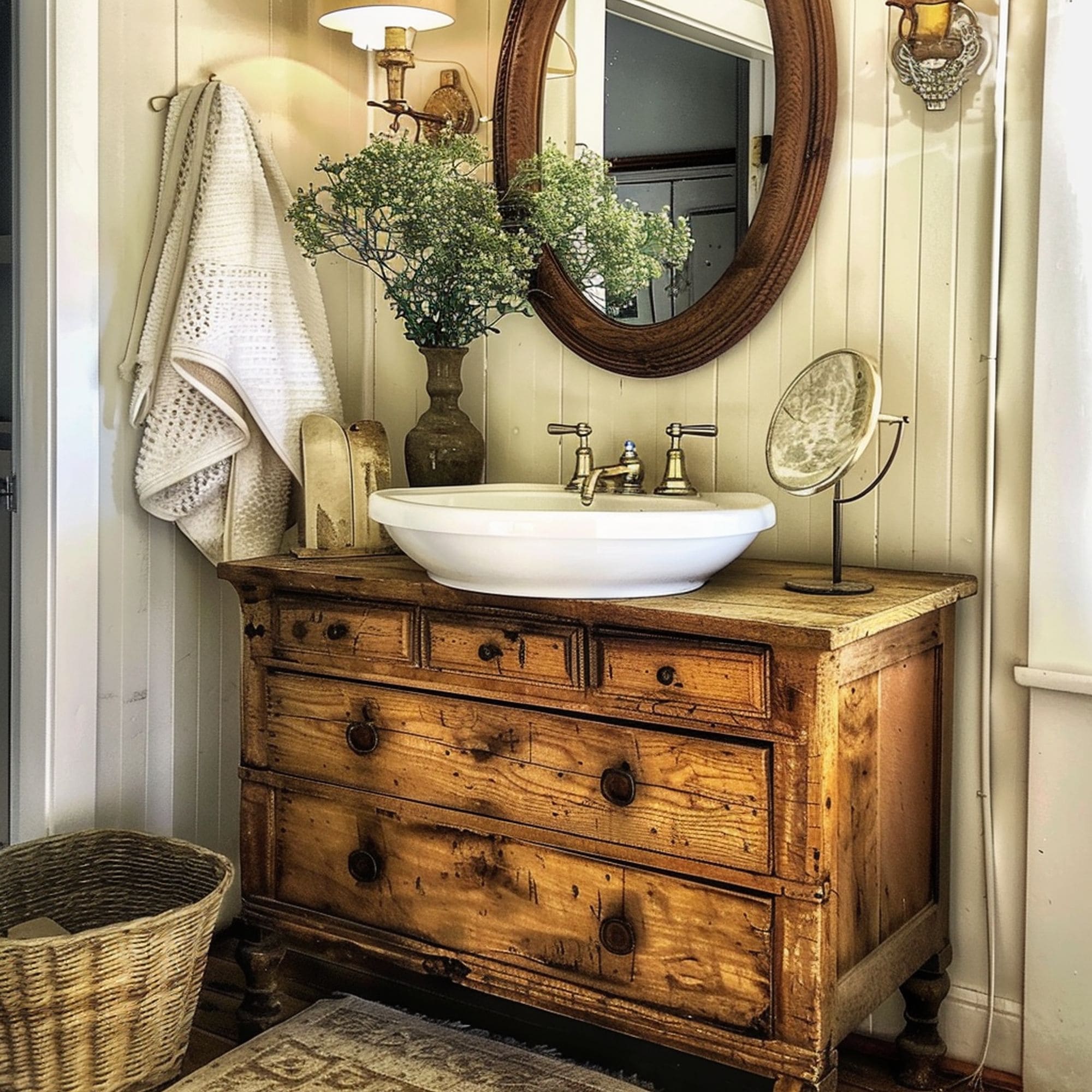 Repurposed Dresser into Bathroom Vanity