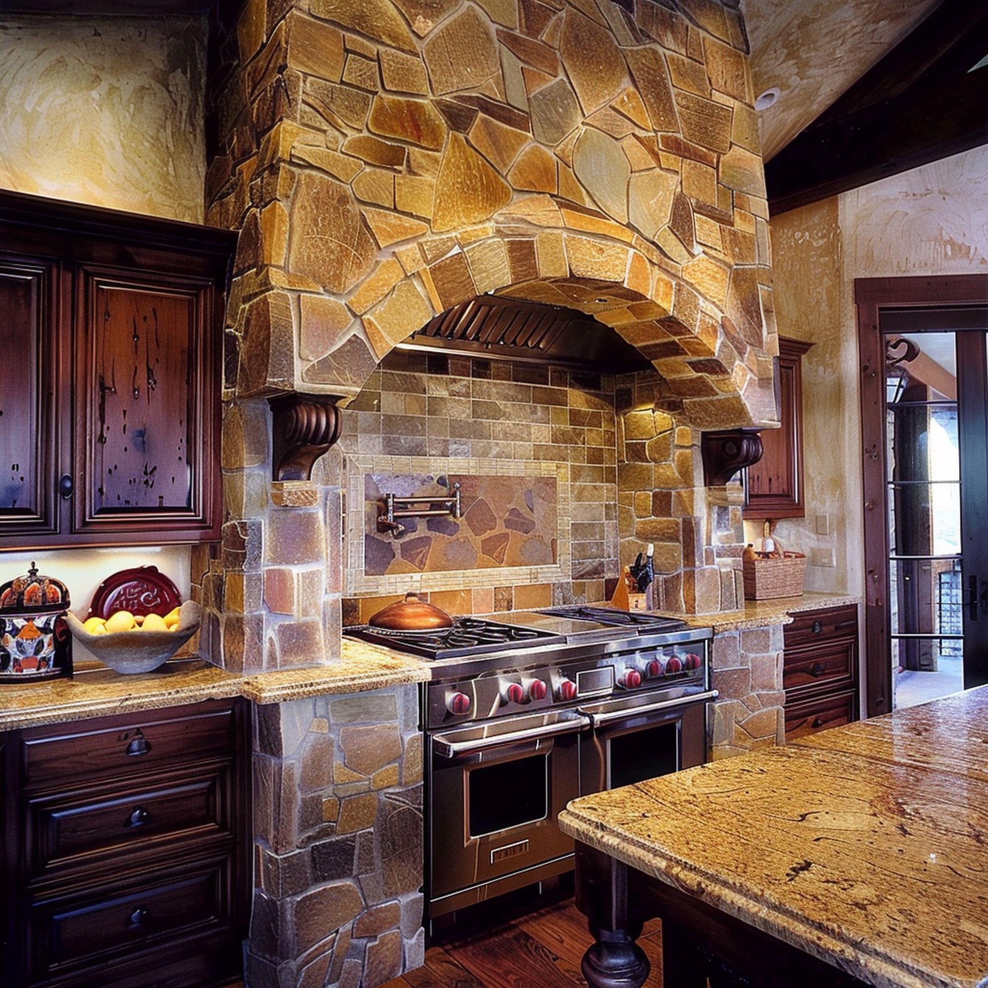 Stone Veneer Tuscan Stove Design