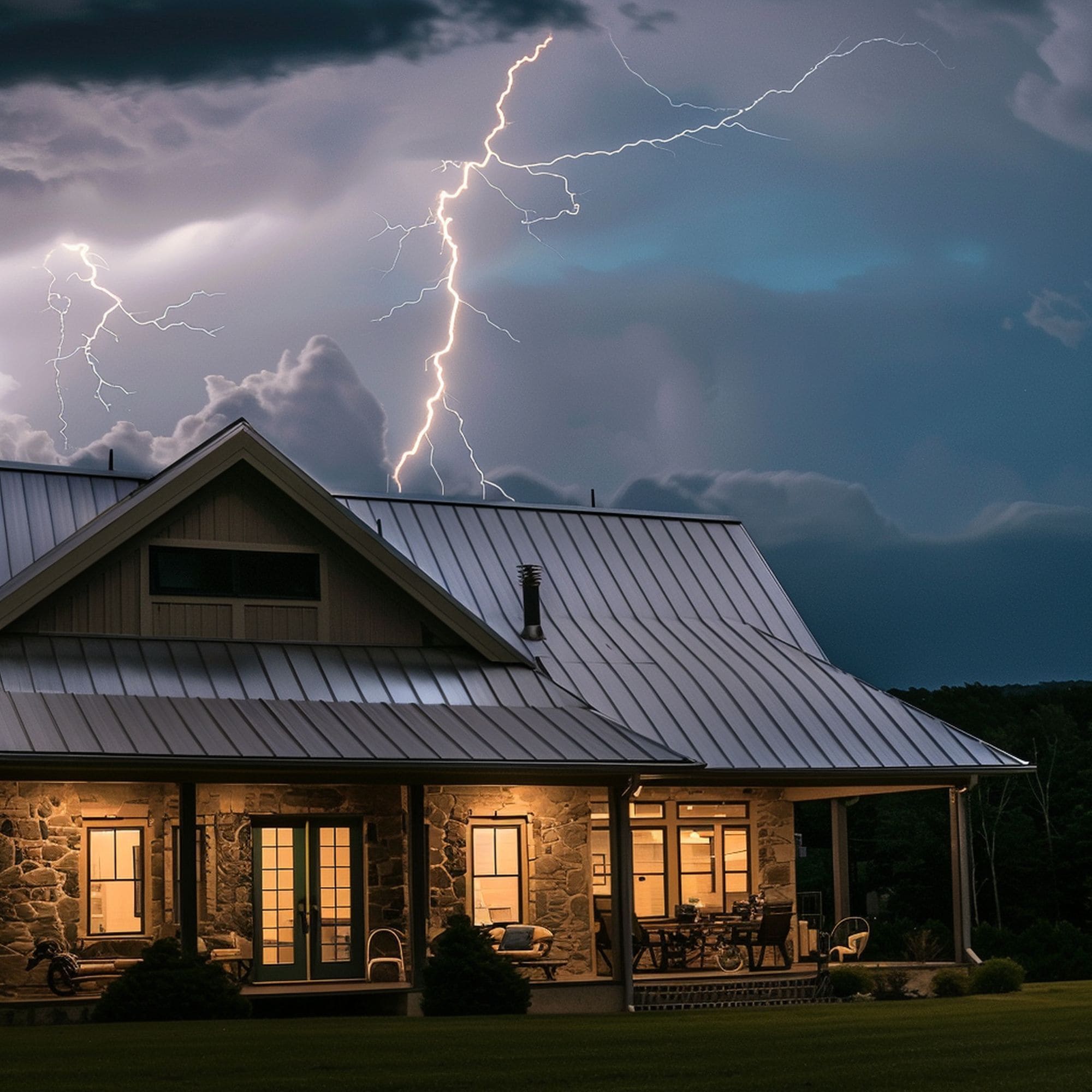 Metal Roof During Thunderstorm