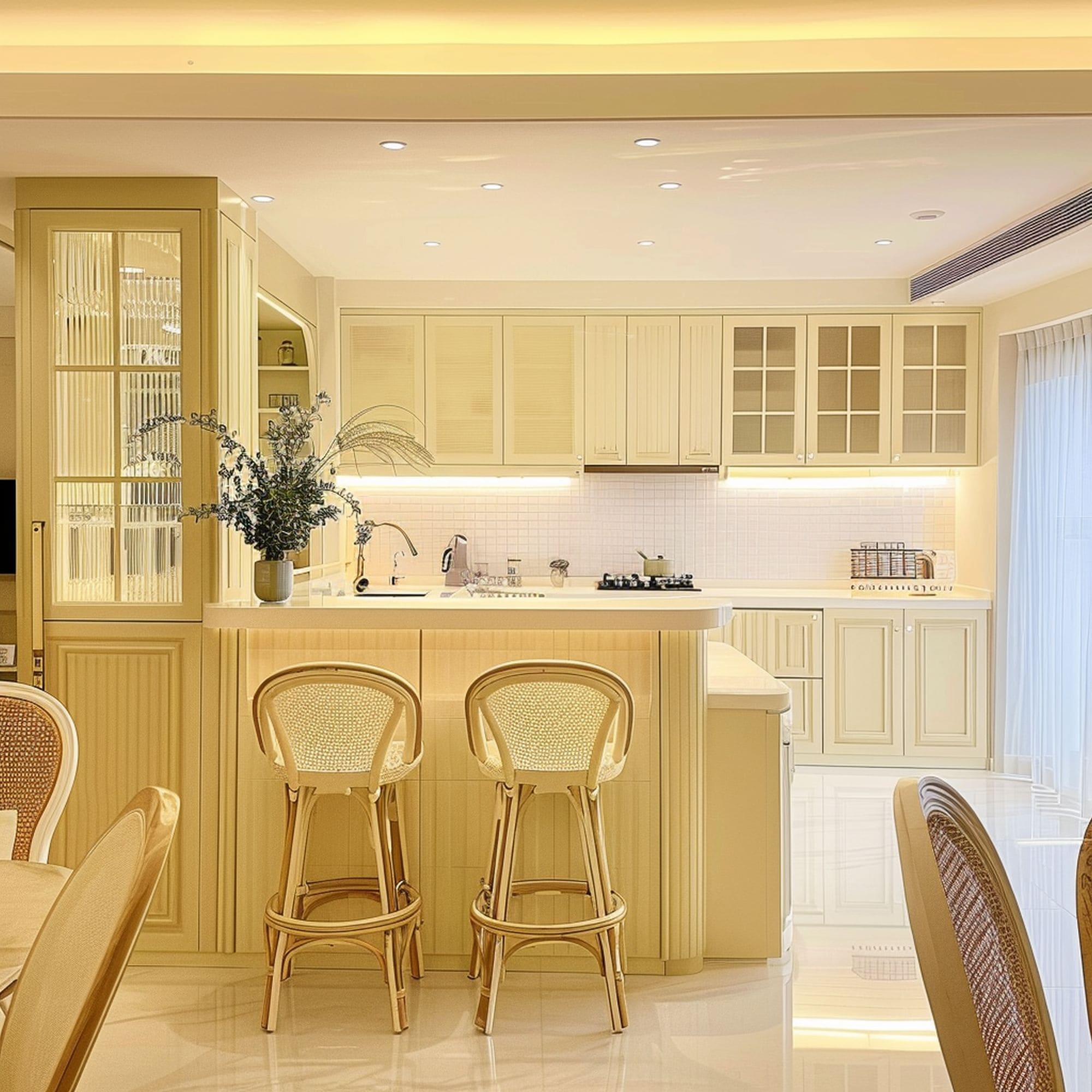 Pastel Cream Yellow Kitchen