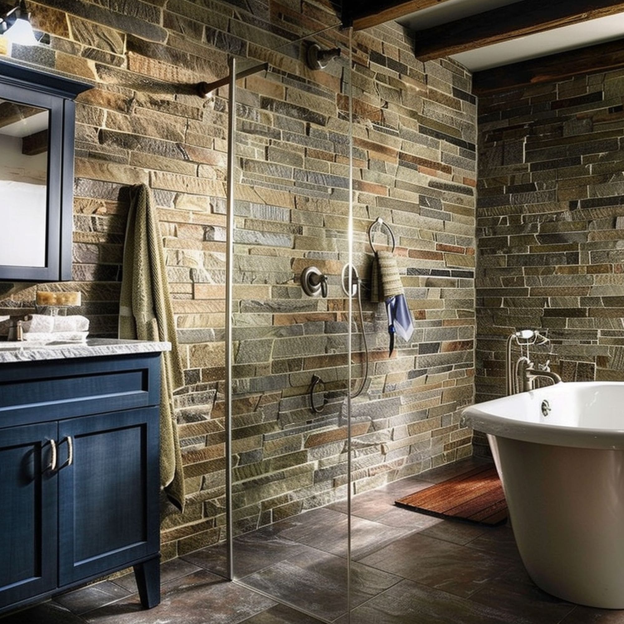 Stone Veneer Shower Walls