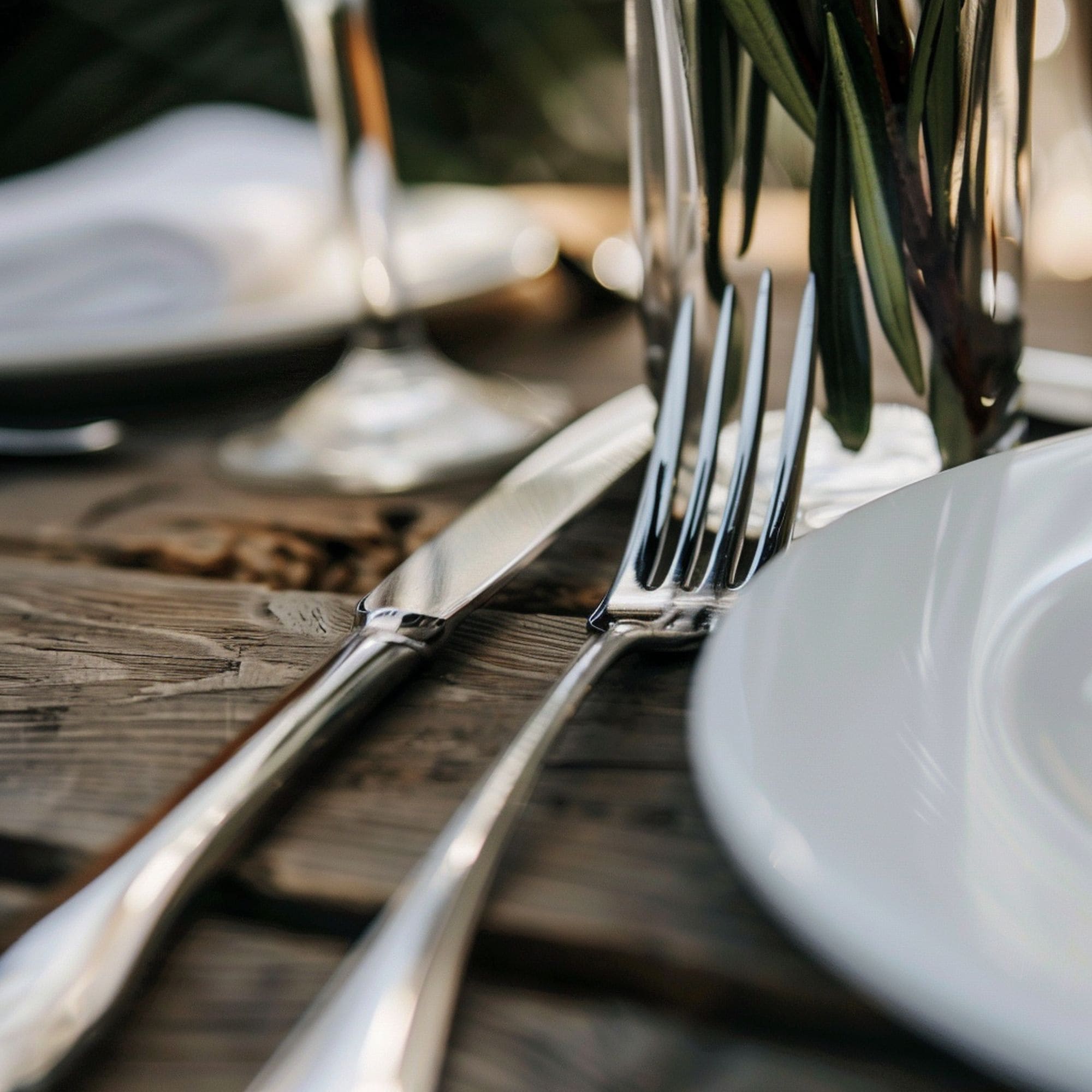Knife and Fork on a Table