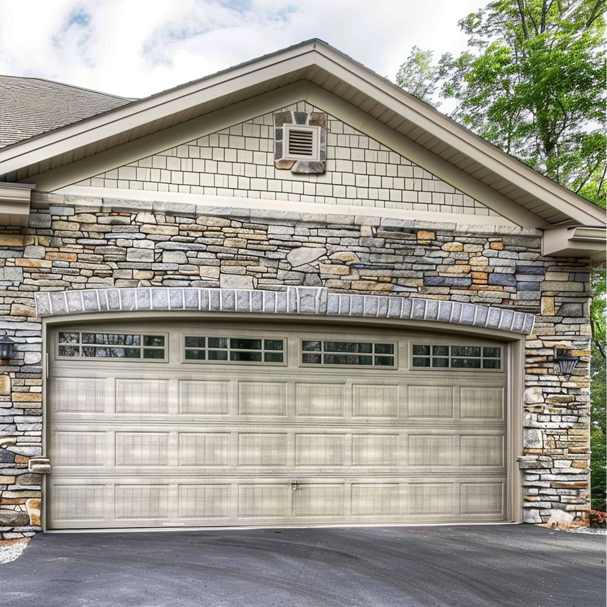 Stone Veneer Garage