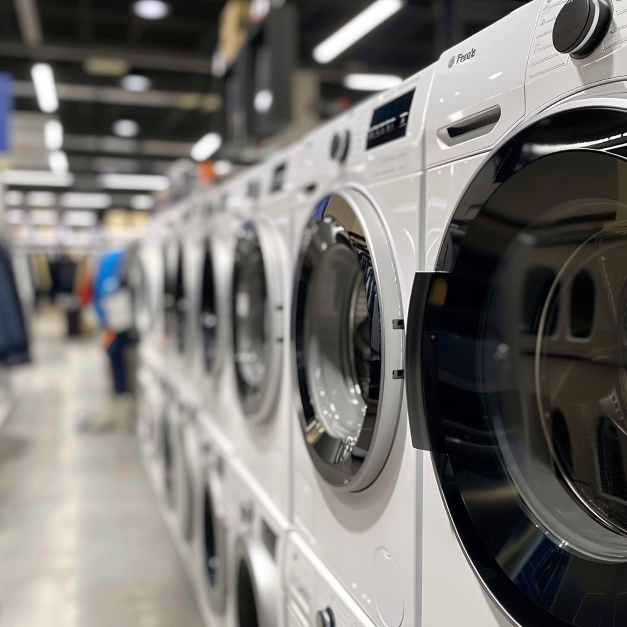 Row of Washing Machines in a Store