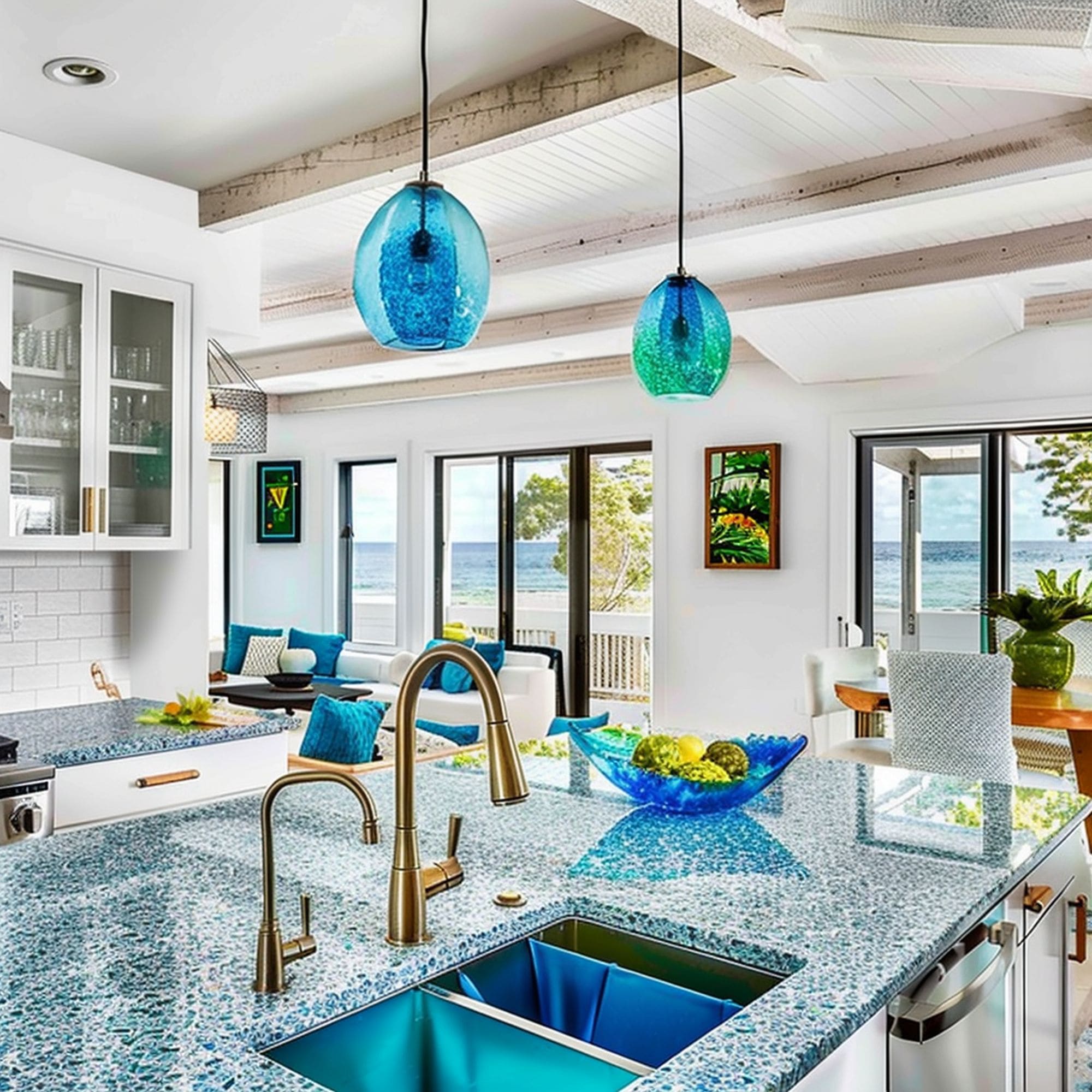 Tropical Style Recycled Glass Countertop