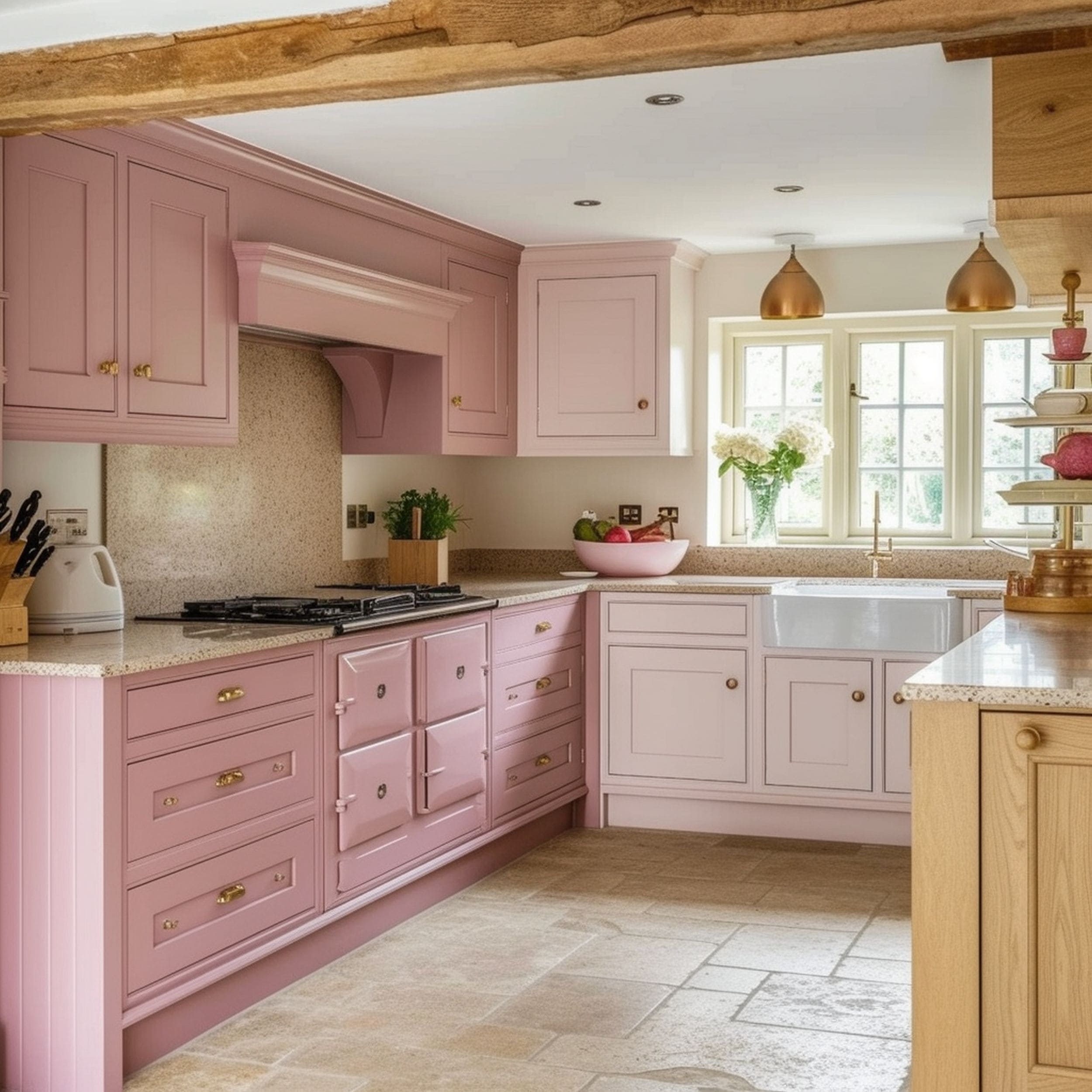Kitchen Cabinets With Slightly Different Pink Tones