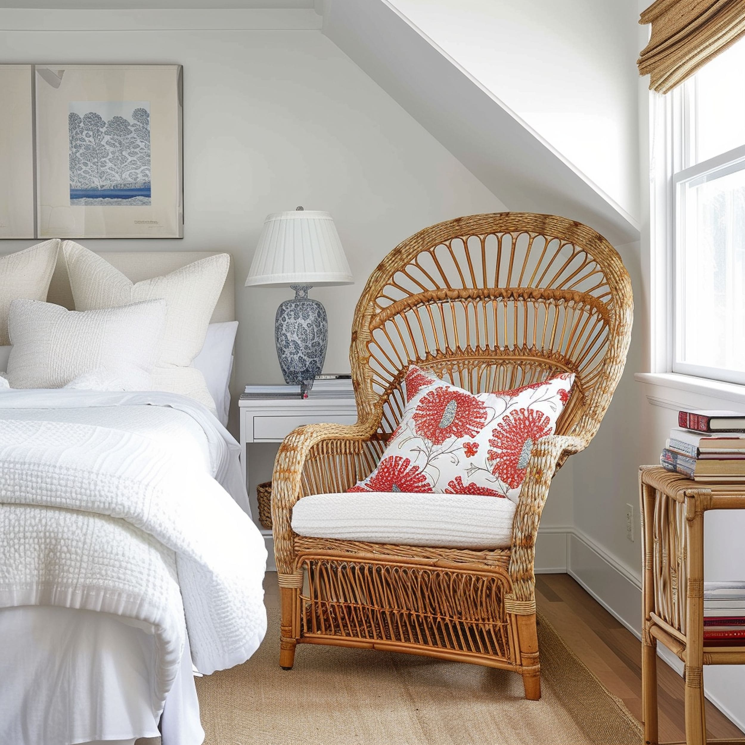 Rattan Peacock Chair in Bedroom