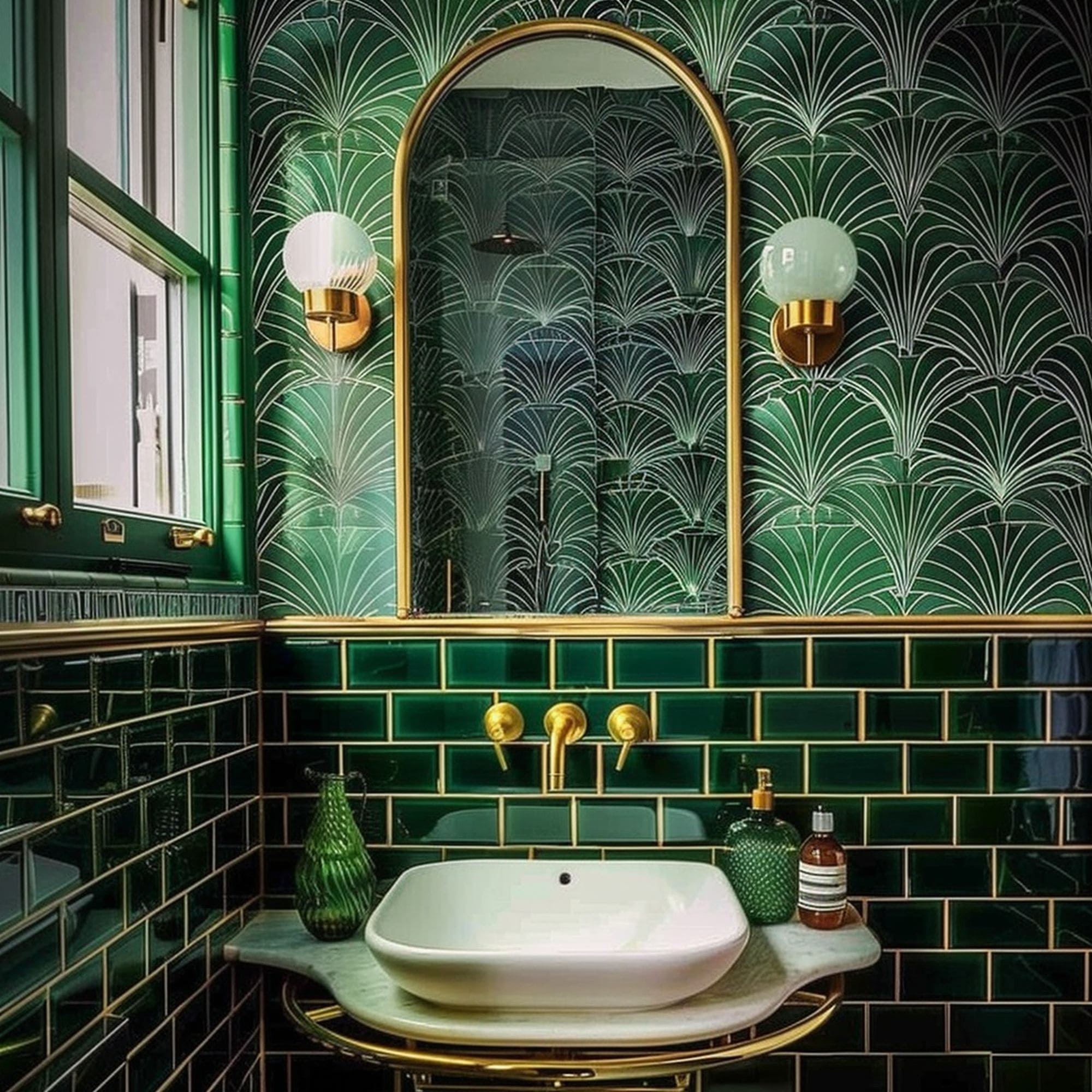 Dramatic Emerald Green Bathroom