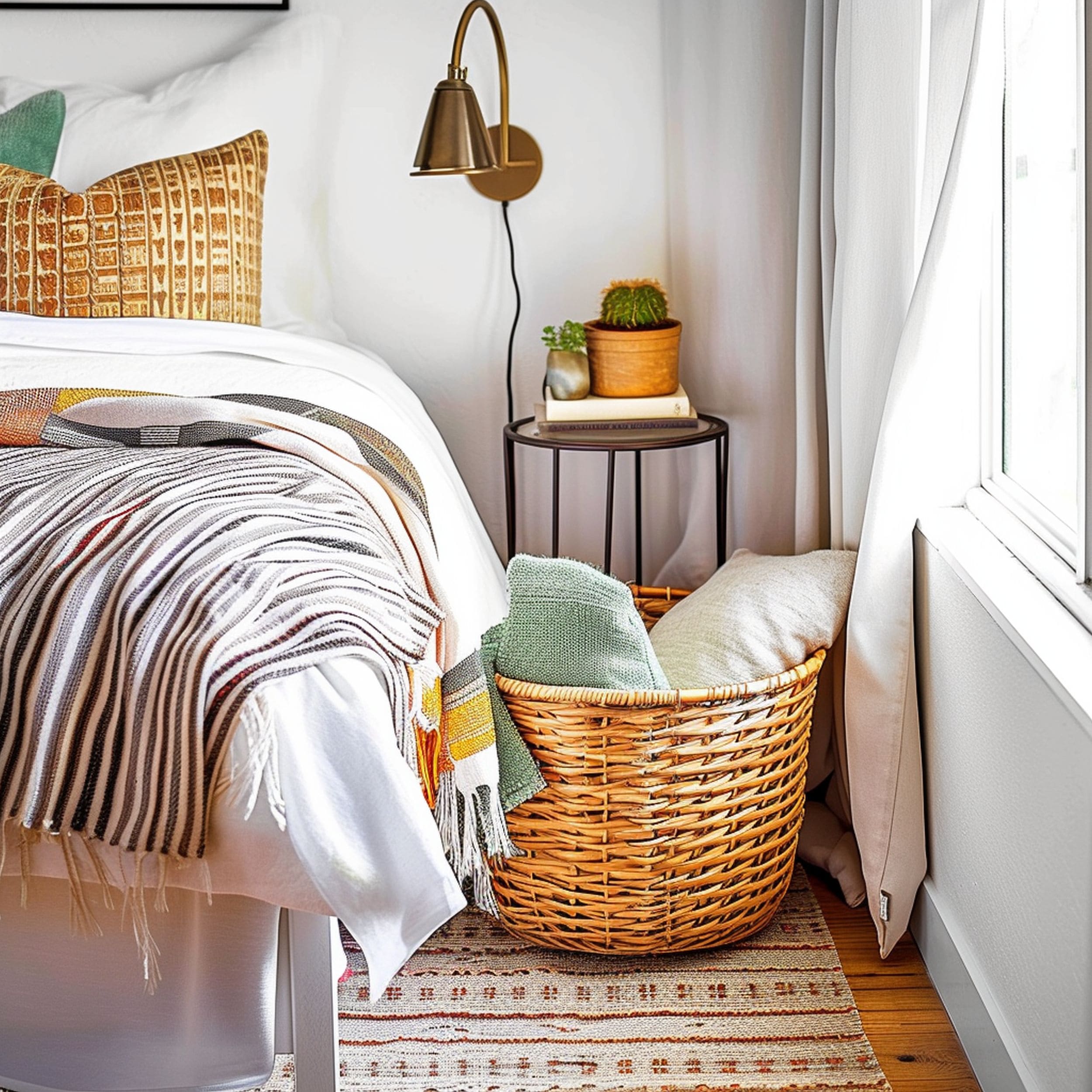 Rattan Storage Basket in Bedroom