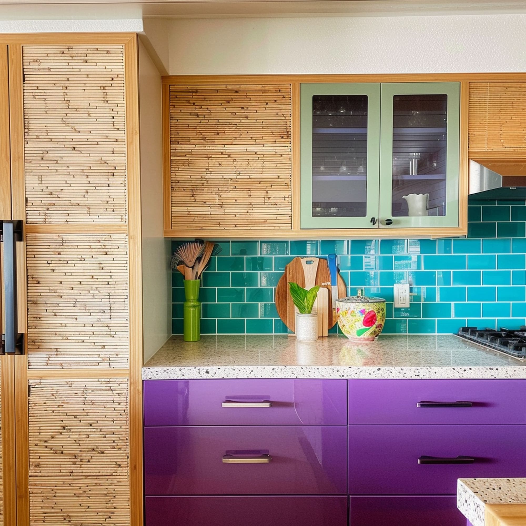 Eco Friendly Kitchen With Recycled Glass Countertop