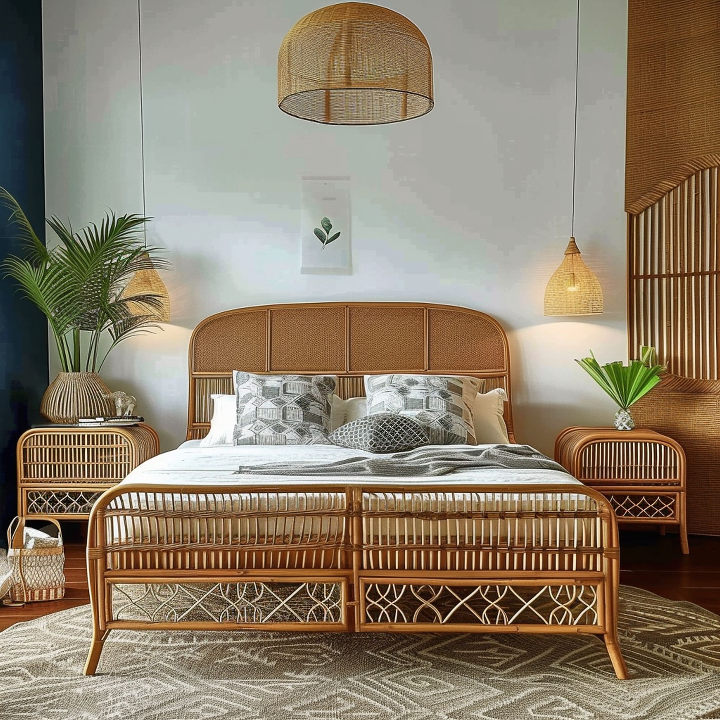 Rattan Bed With Matching Elements