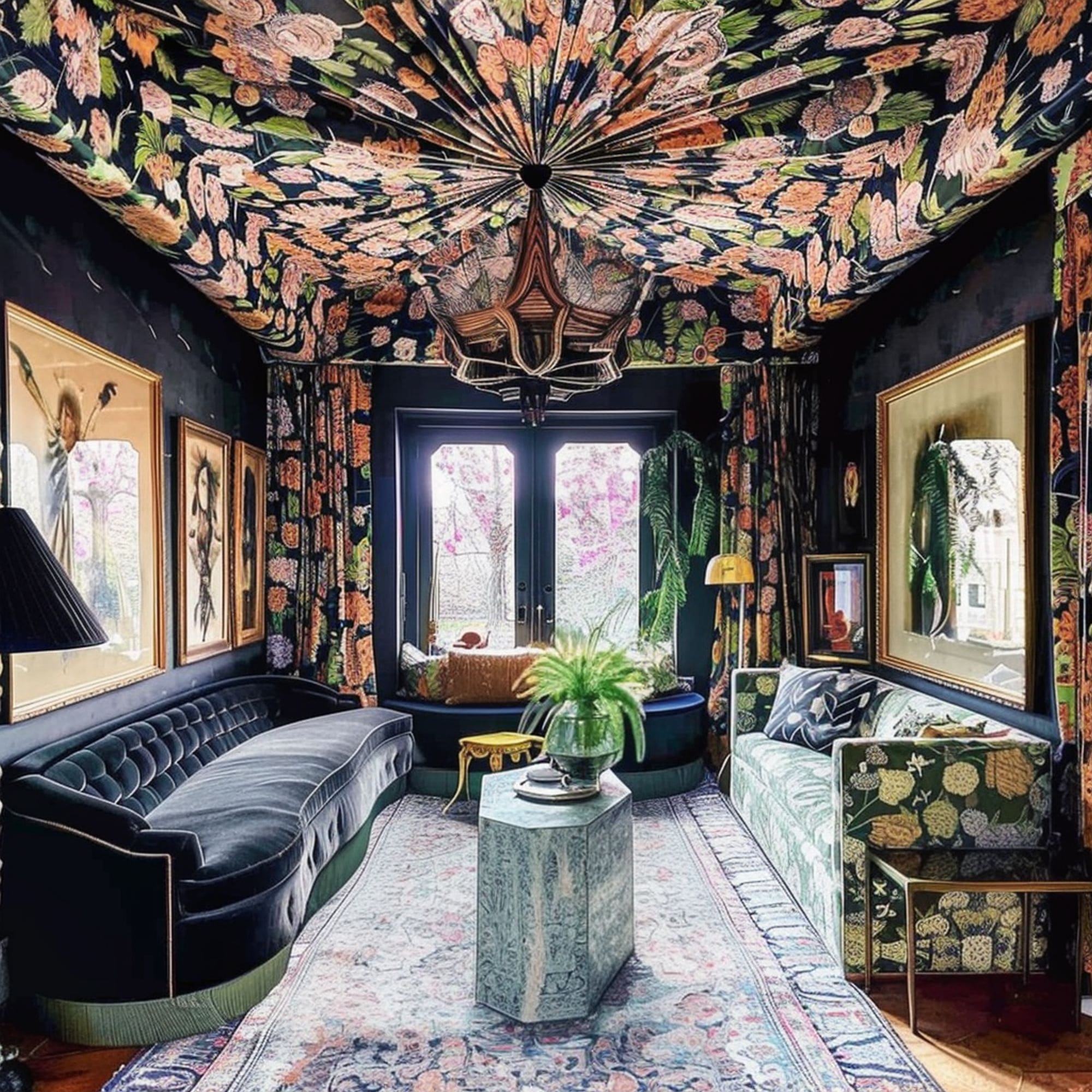 Carnival Inspired Ceiling in Whimsical Living Room