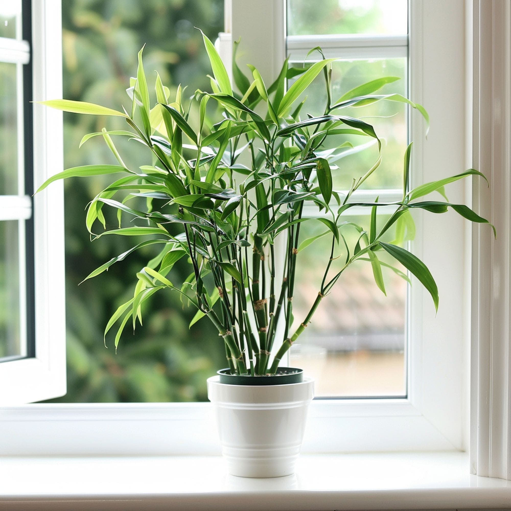 Lucky Bamboo Plant on Windowsill