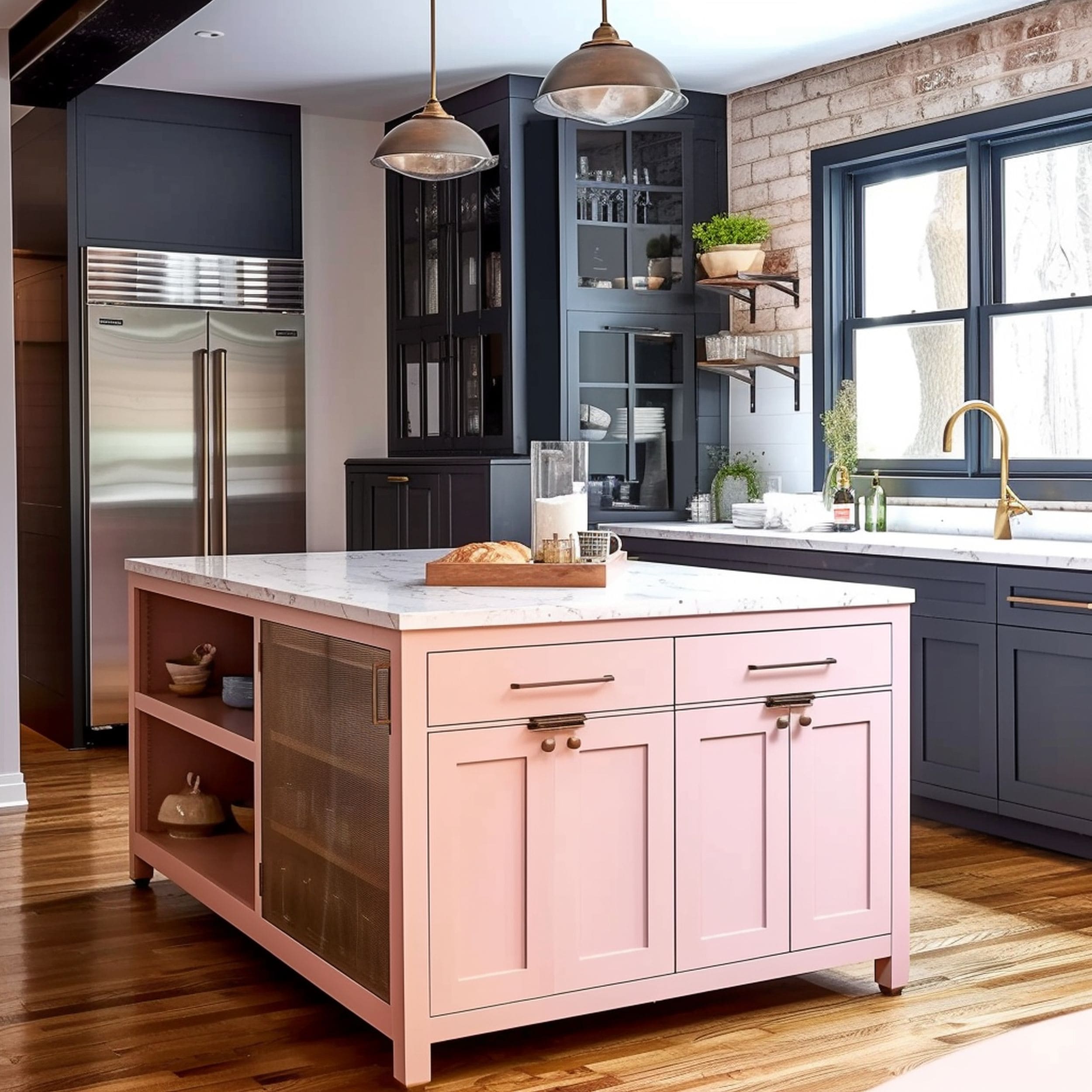 Subtle Pink Kitchen Island