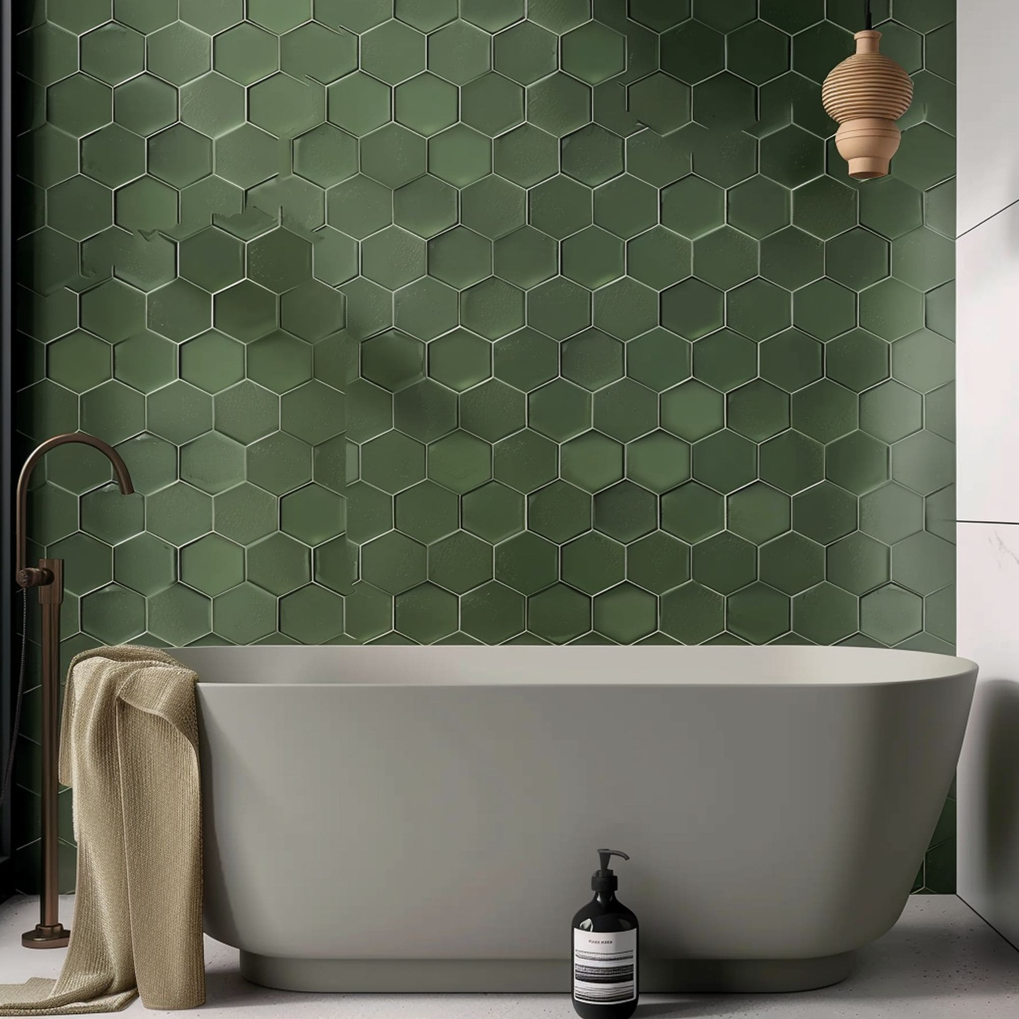 Modern Green Honeycomb Pattern Wall