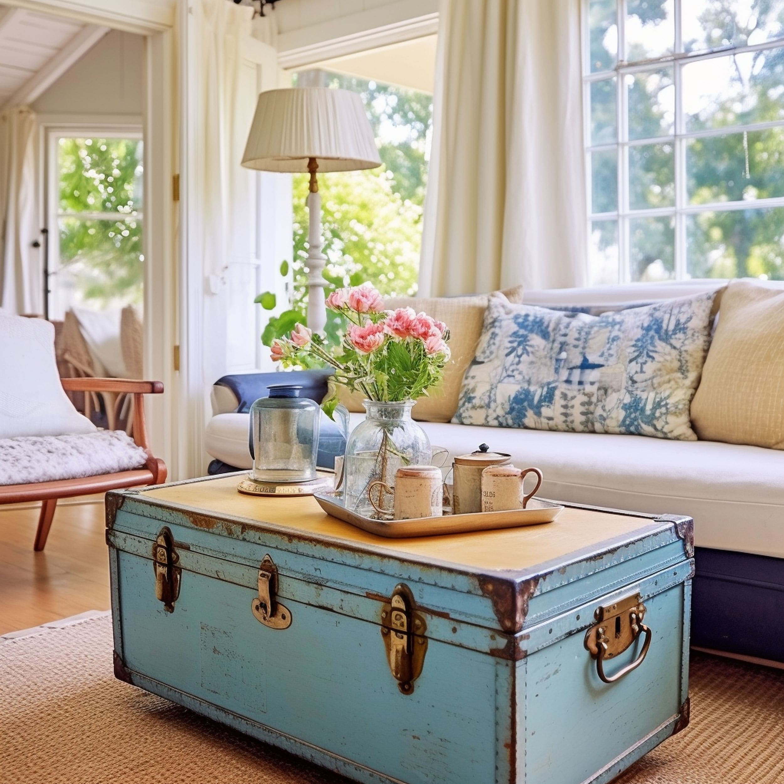 Shabby Chic Repurposed Antique Trunk