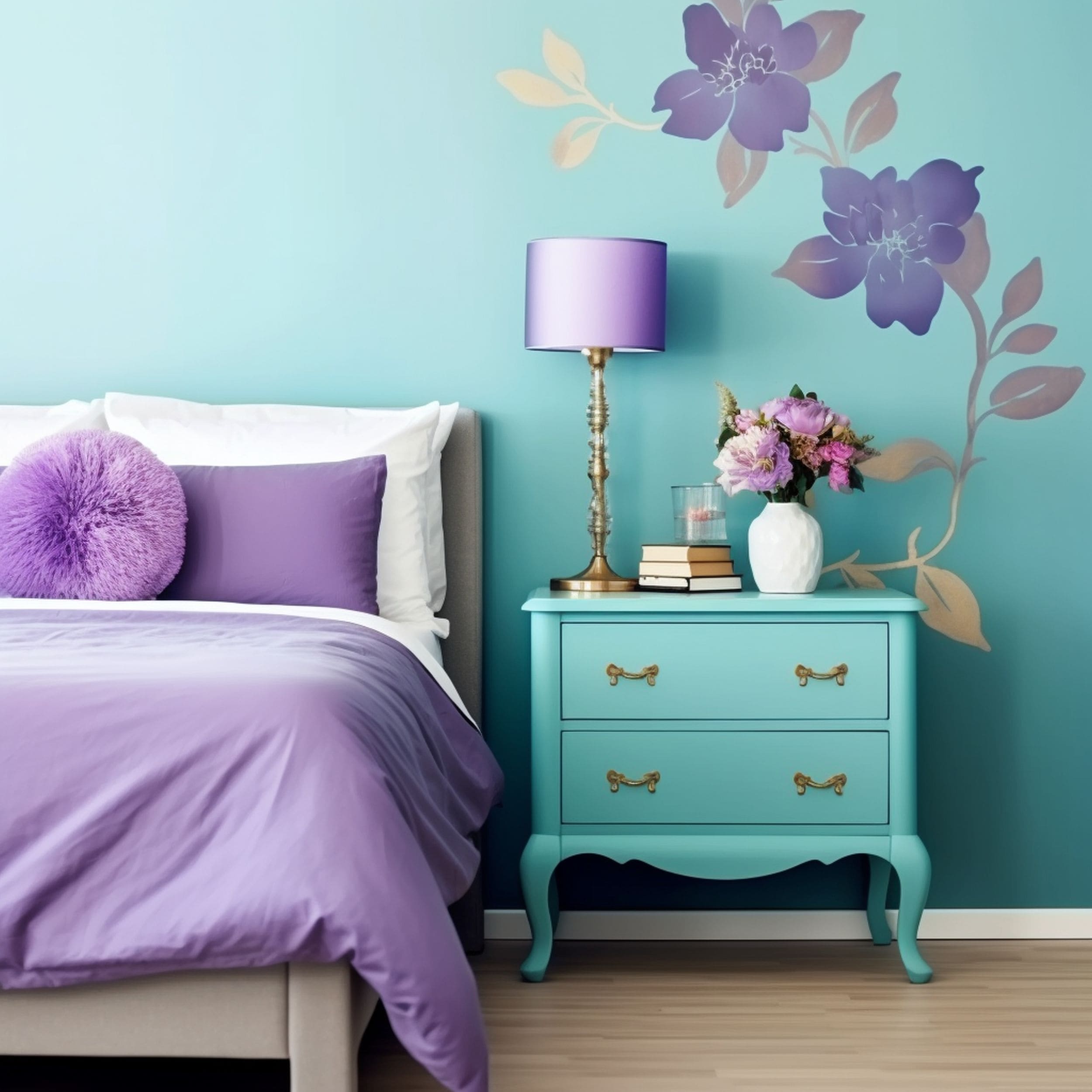 Lavender Purple and Turquoise Bedroom