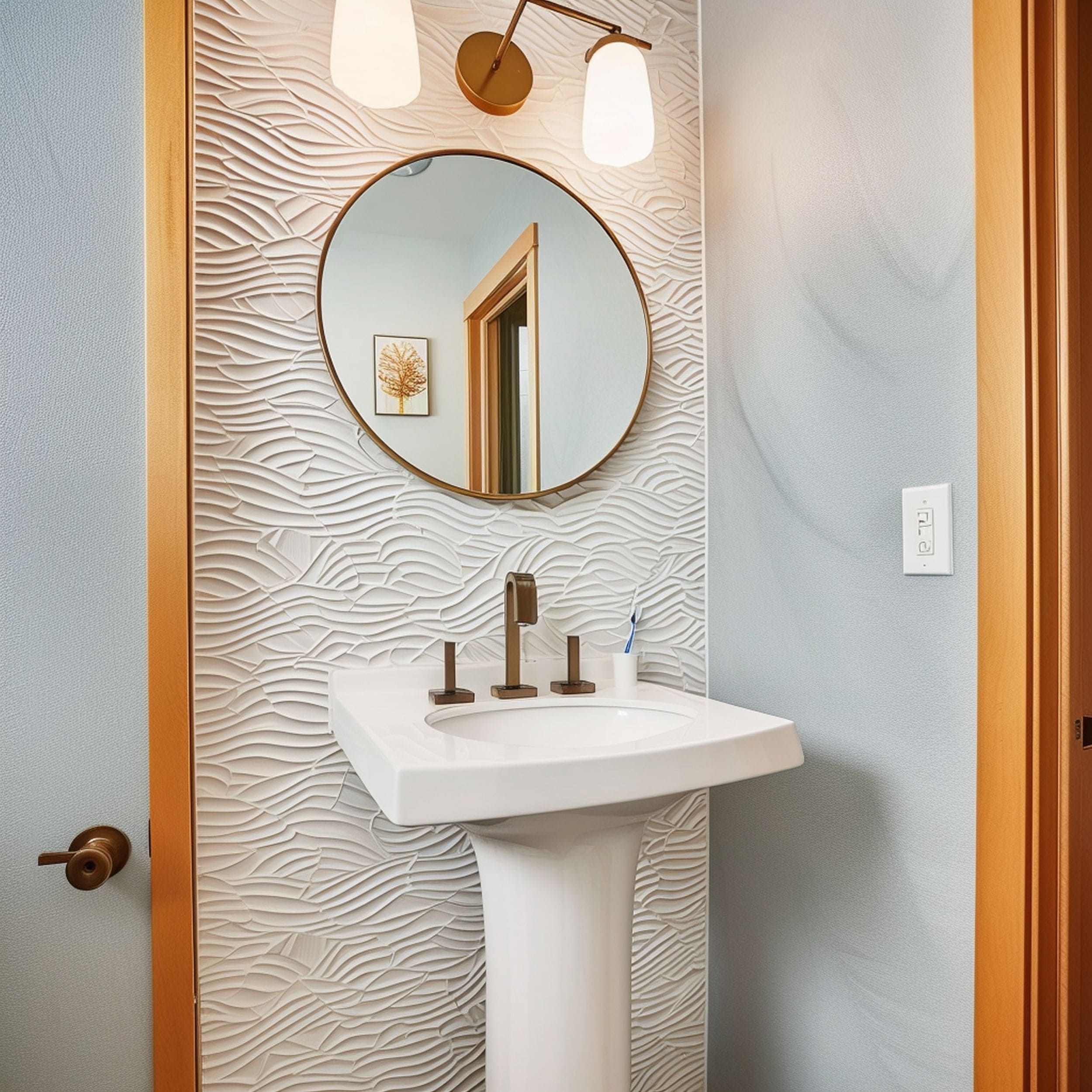 Mid Century Modern Bathroom With Pedestal Sink