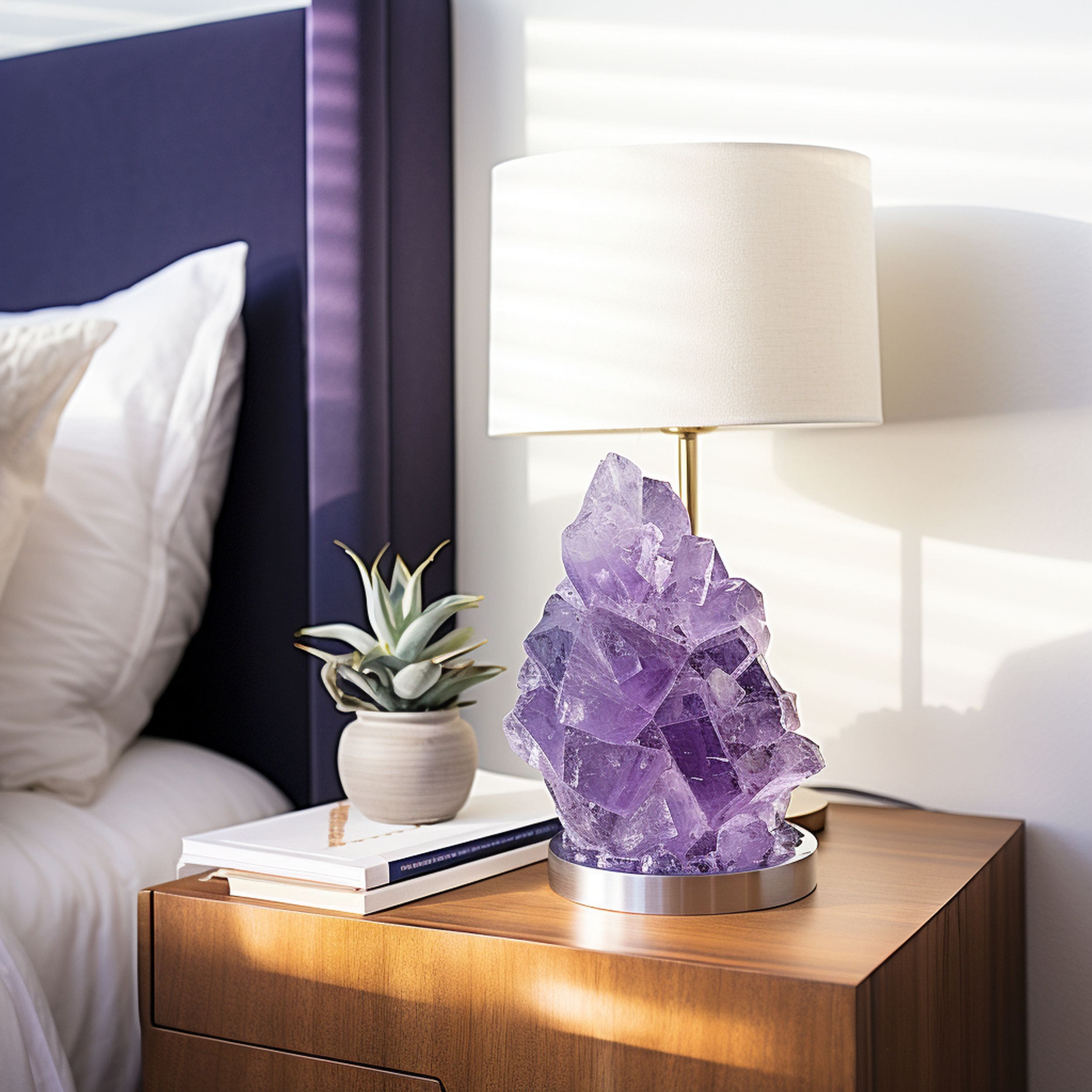 Amethyst Decoration on Bedroom Nightstand