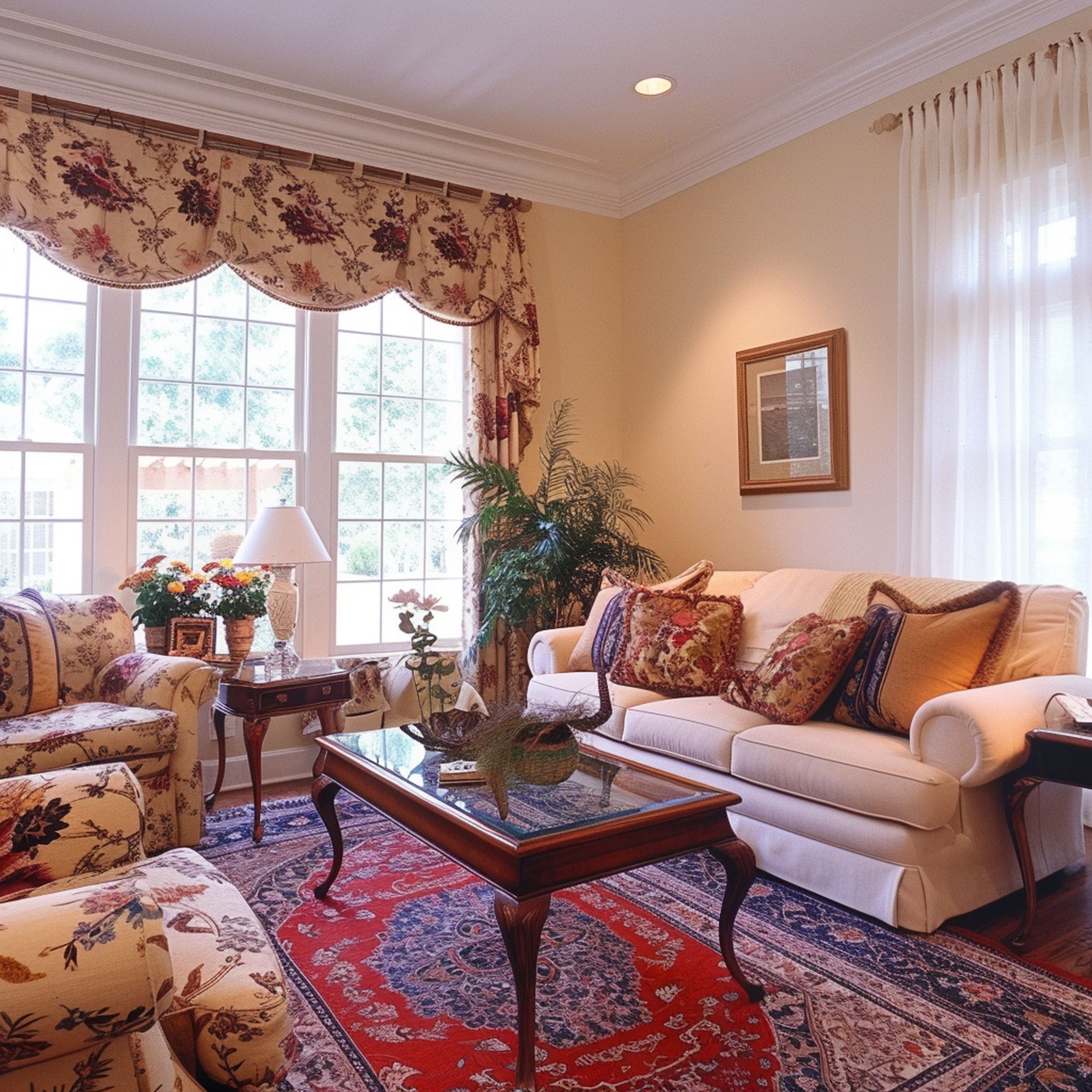 Beige Walls in Outdated Living Room