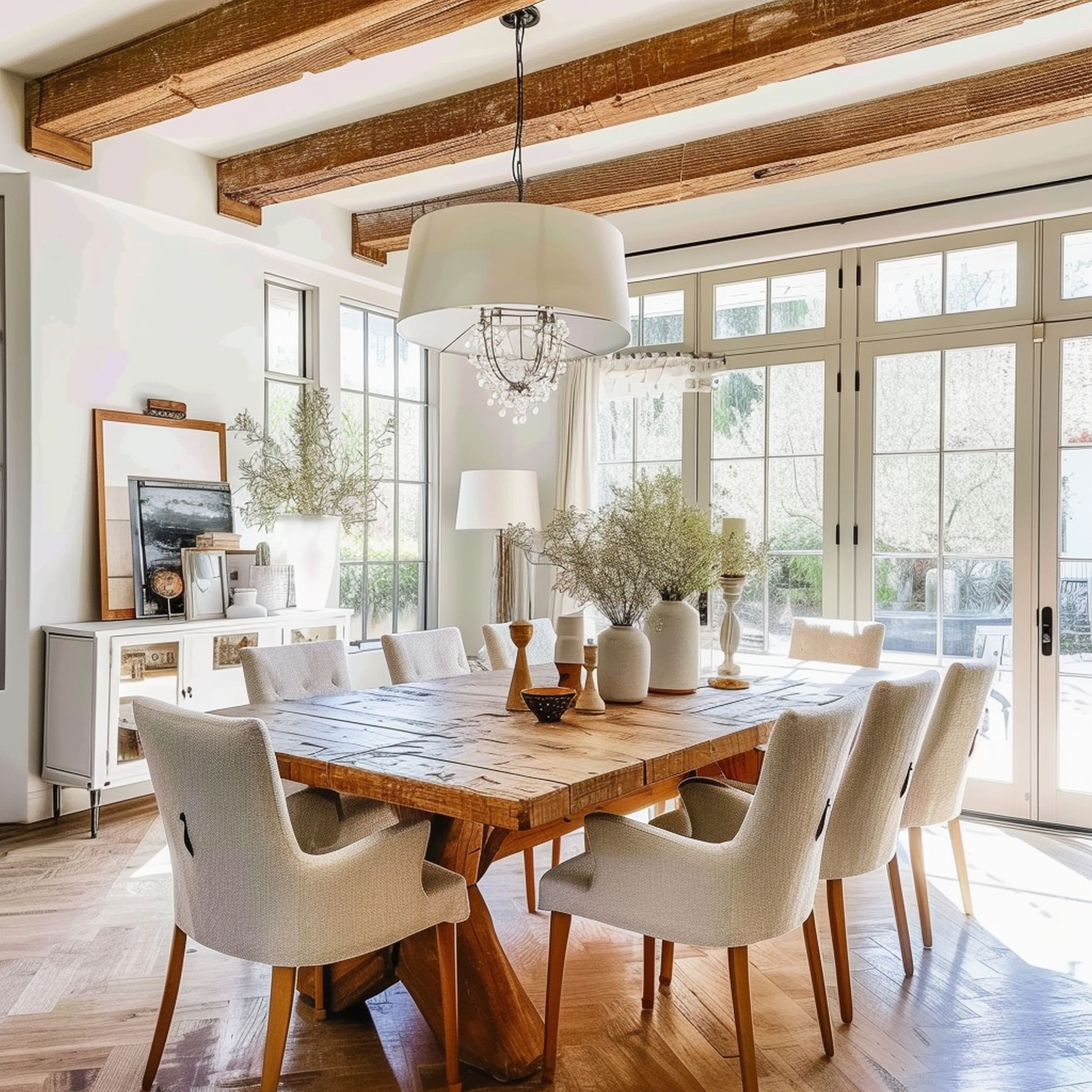 Rustic Elegant White Dining Room