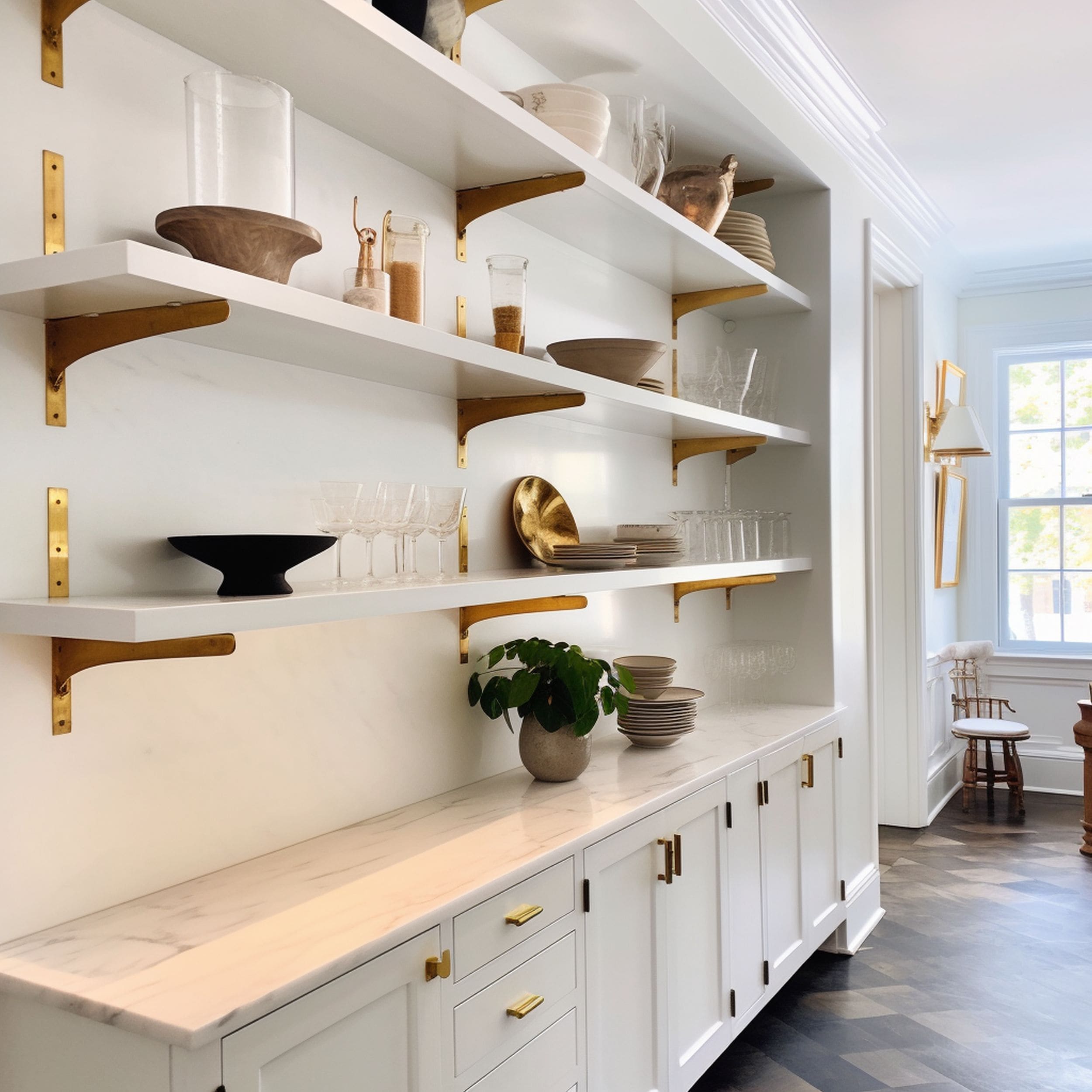 Butler Pantry With Multiple Open Shelves