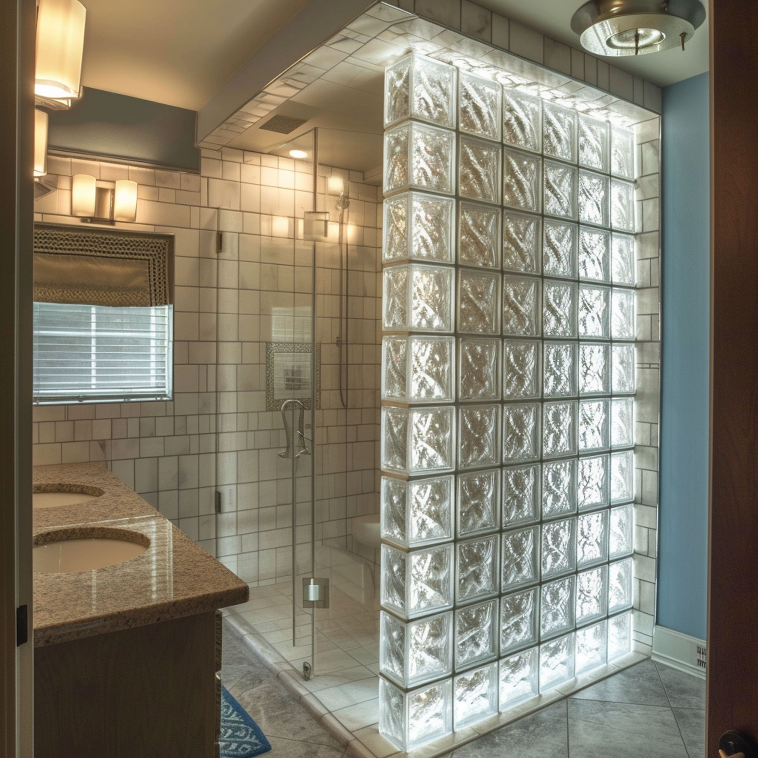 Glass Block Wall in the Shower