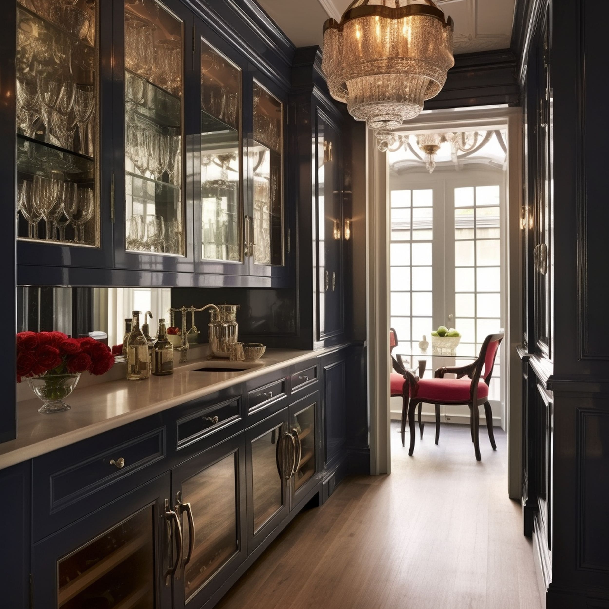 Luxurious Blue Butler Pantry