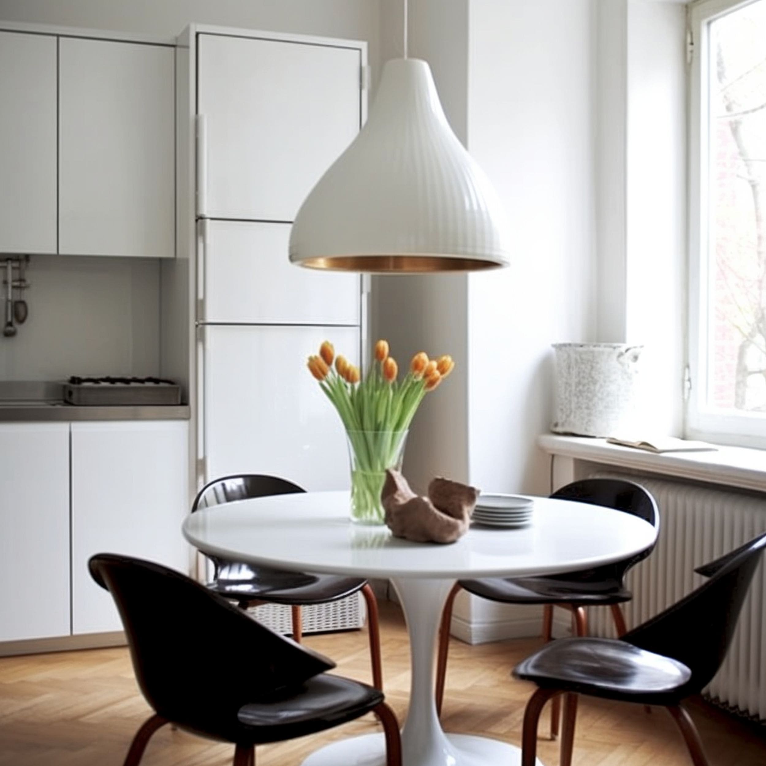 Black and White Tulip Table and Chairs