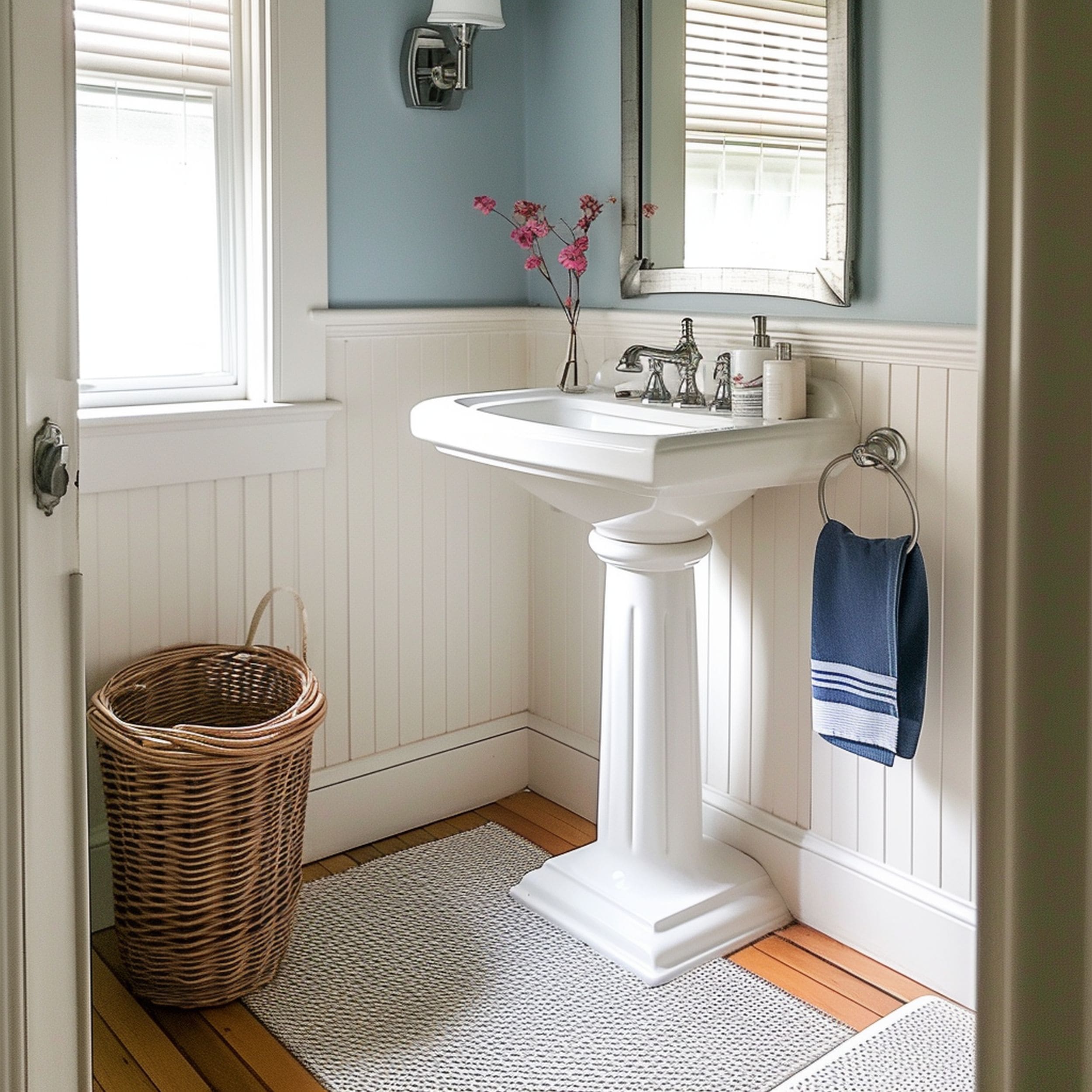 Chic Compact Bathroom With Pedestal Sink