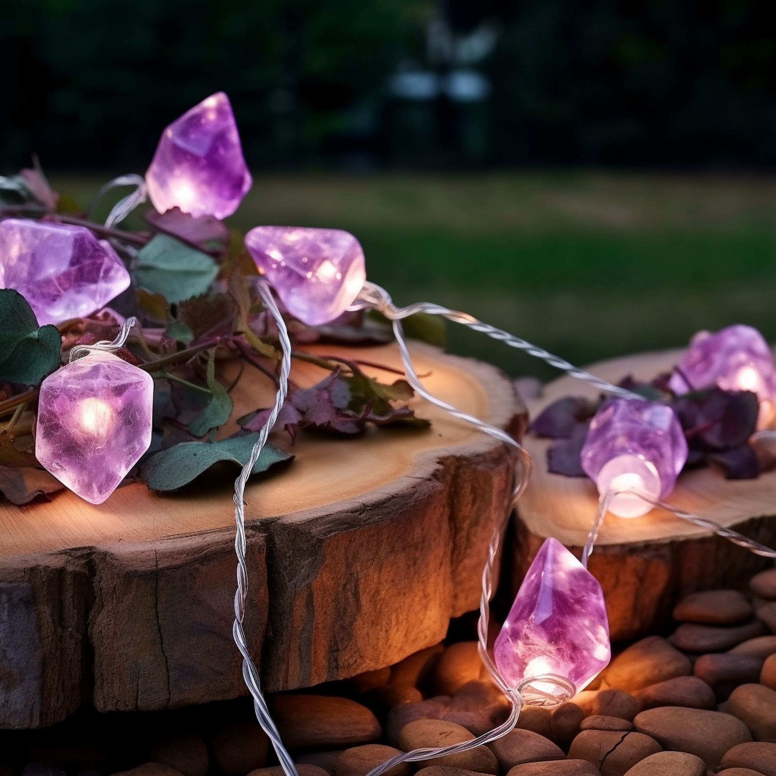 Decorative String Lights With Amethyst Crystals