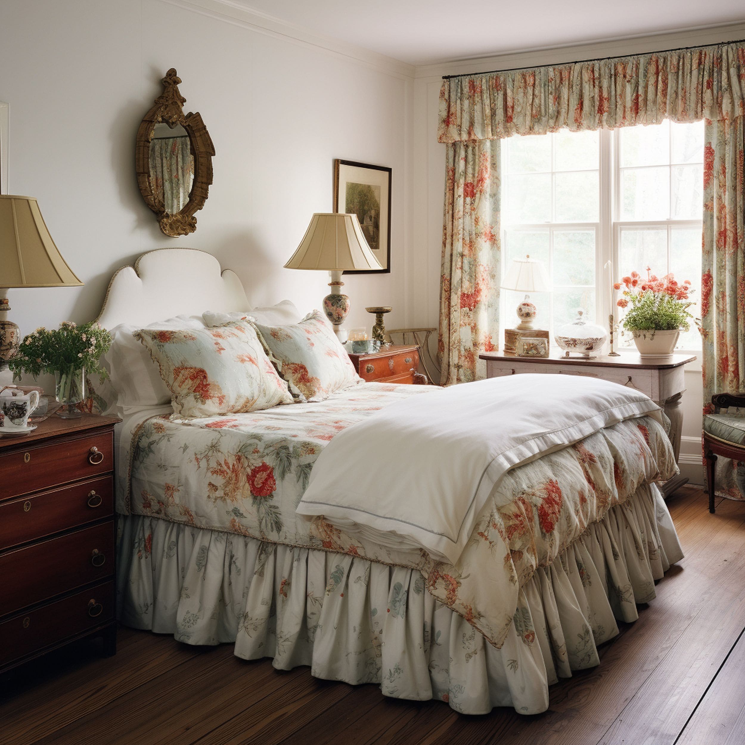 Outdated Bedroom With Bed Skirt