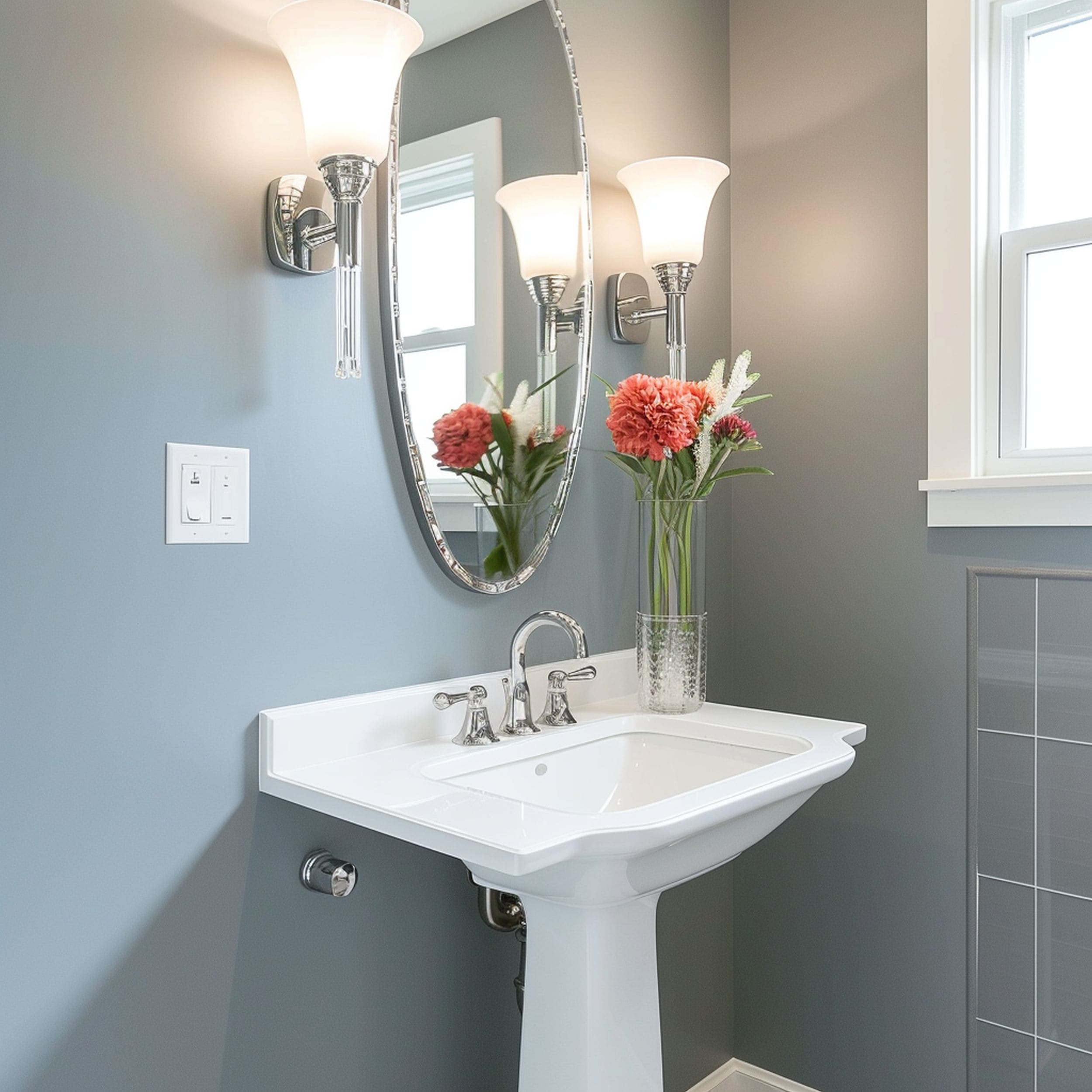 Pedestal Sink With Extended Countertop
