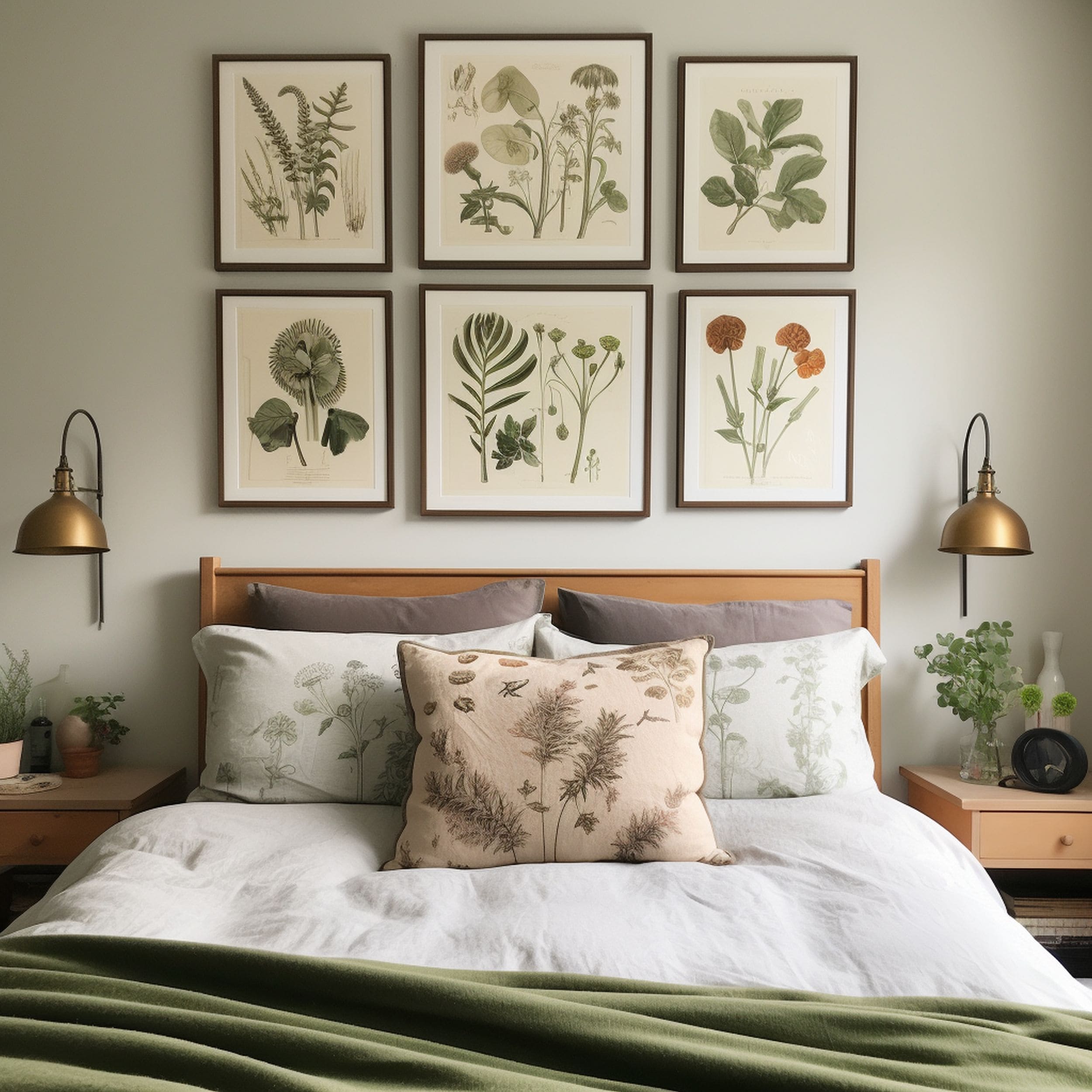 Modern Victorian Bedroom With Botanical Gallery Wall