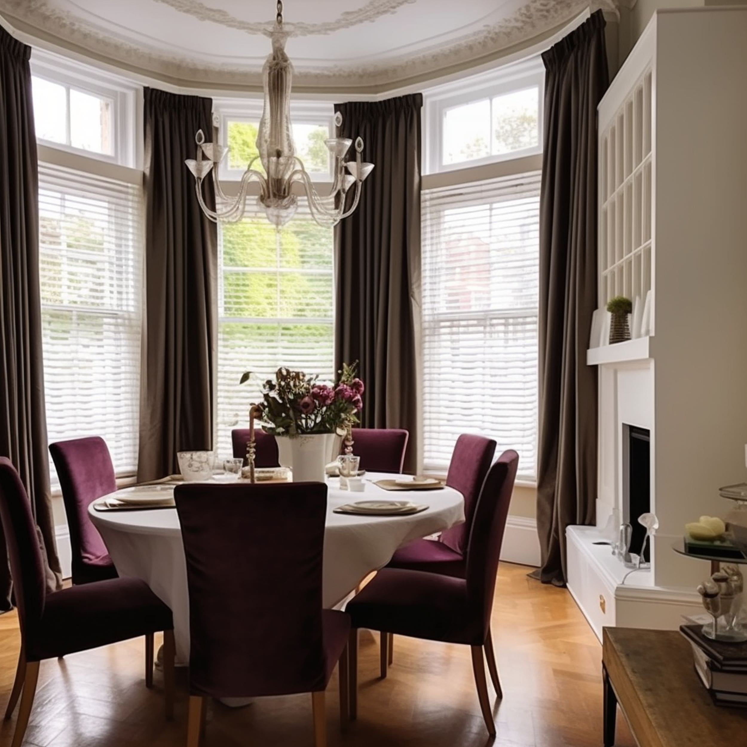 Modern Victorian Dining Room With Bay Windows