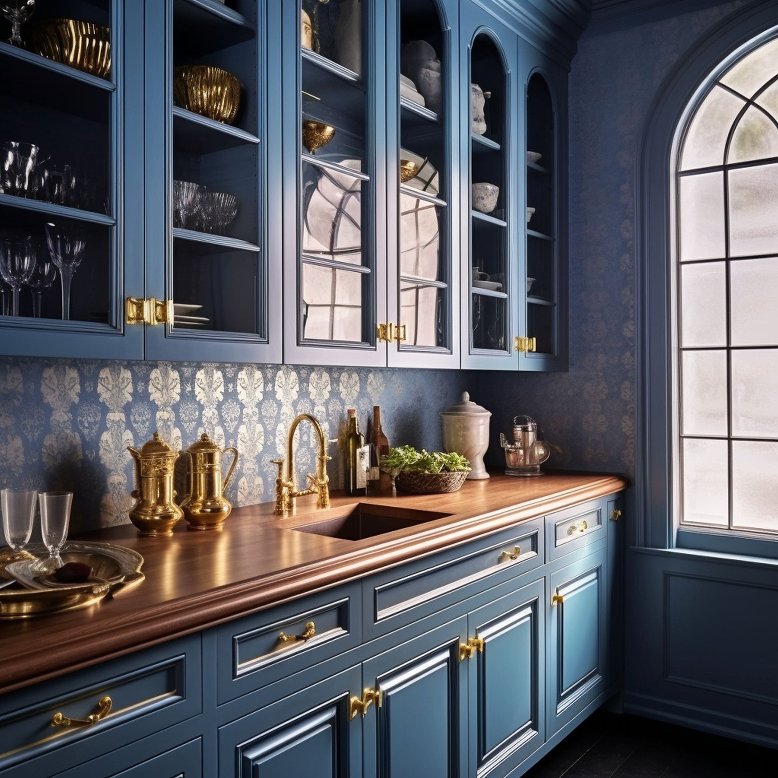 Blue Elegant Farmhouse Butler Pantry