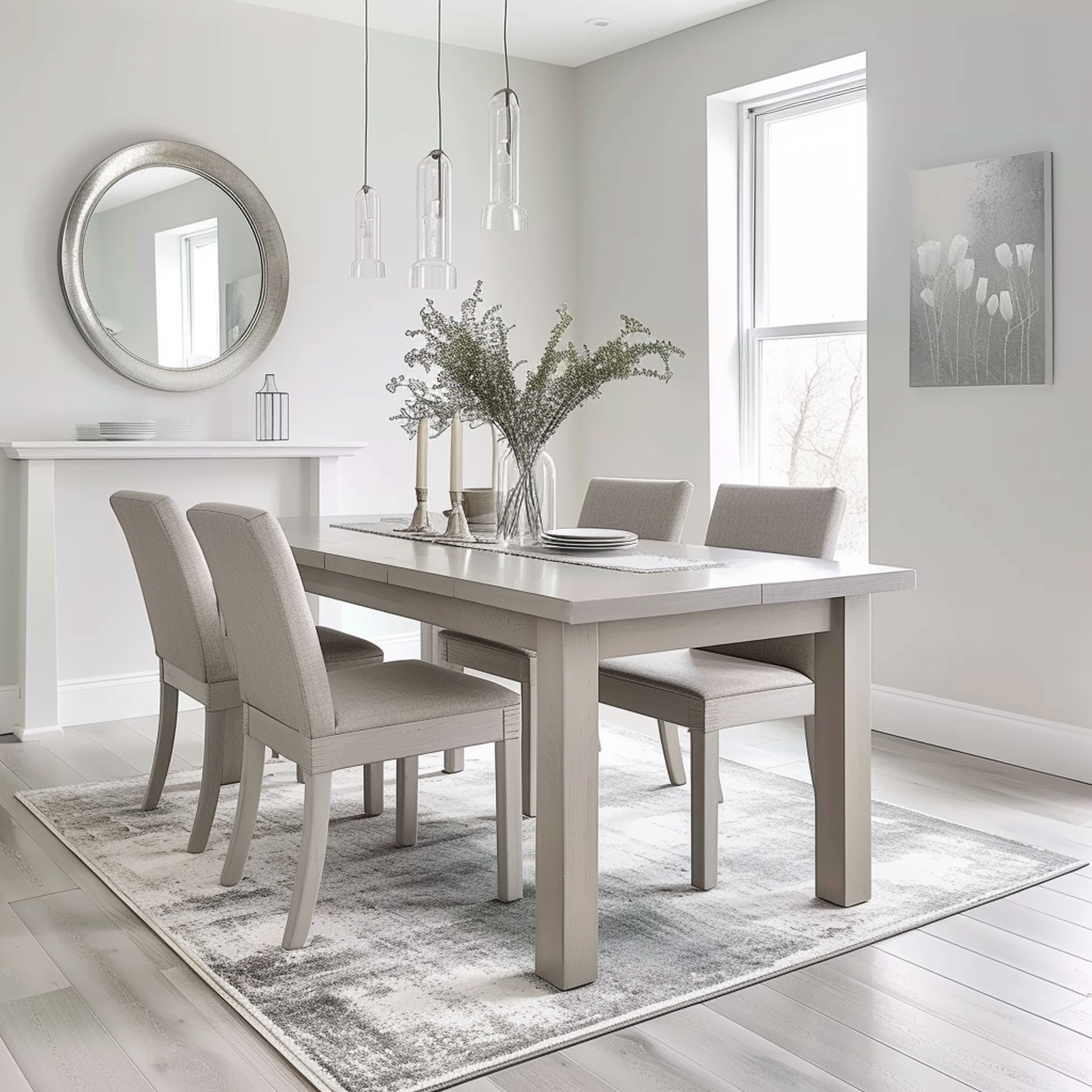 White and Gray Dining Room