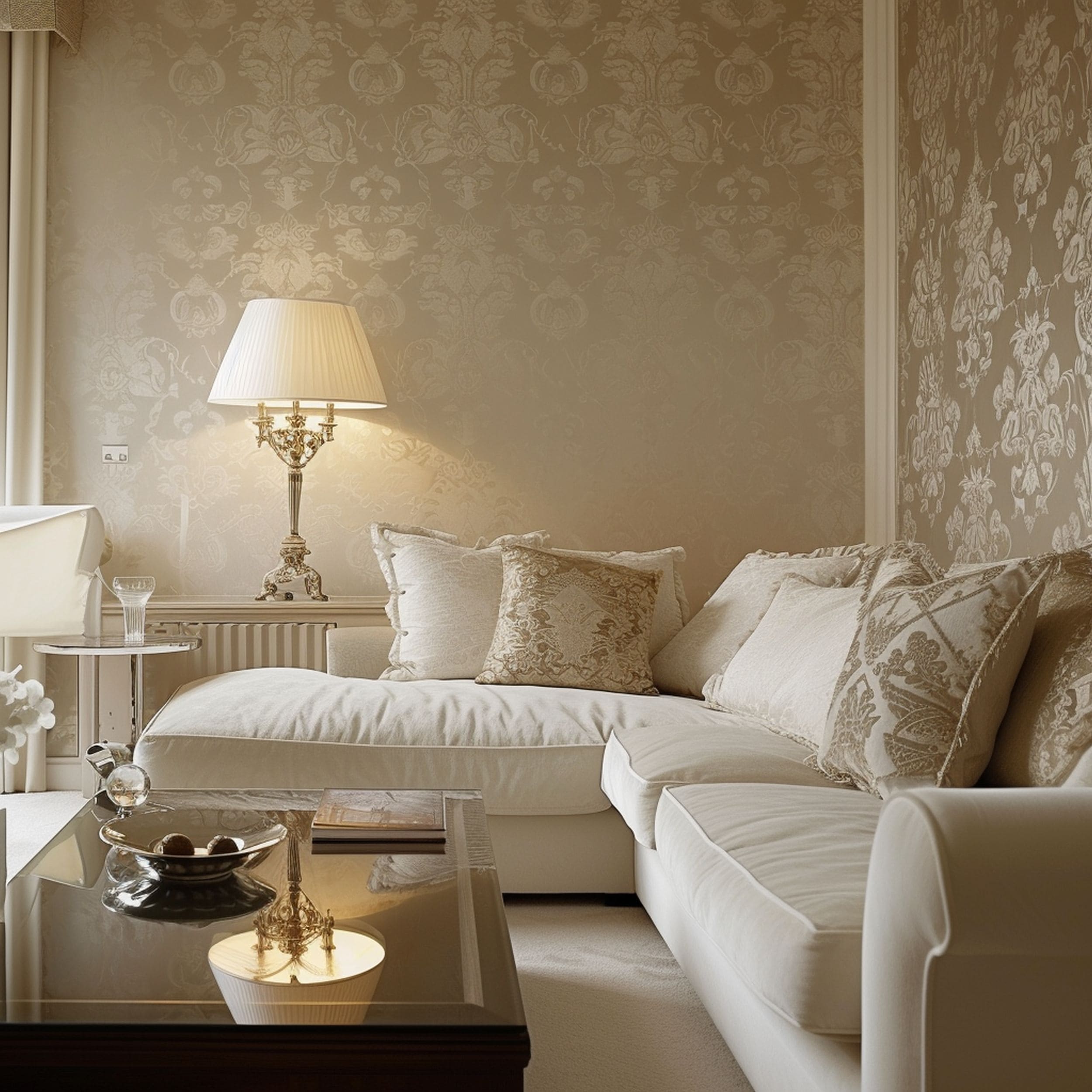Damask Fabric Living Room Wallpaper