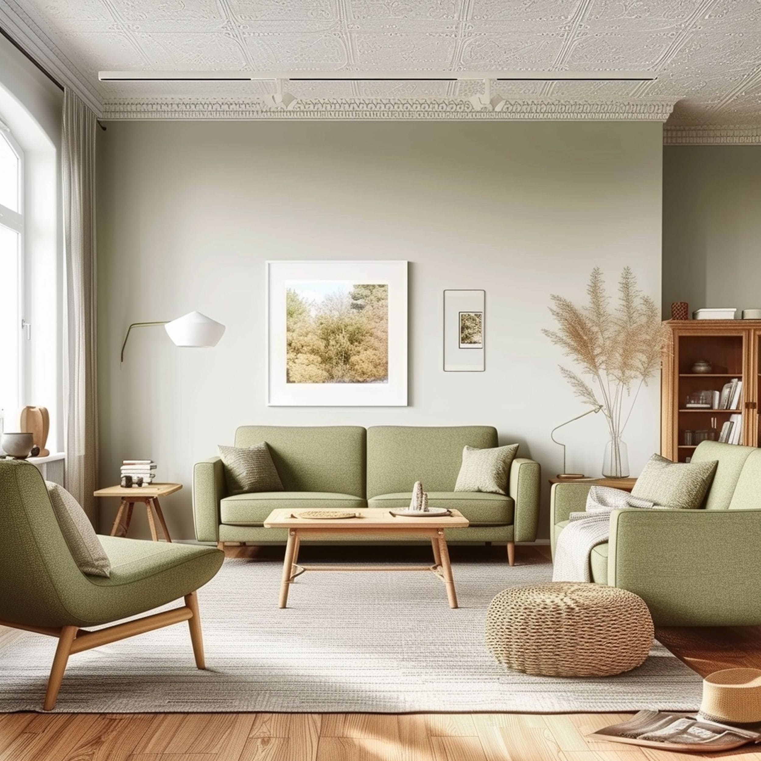 Ecru and Olive Green Living Room