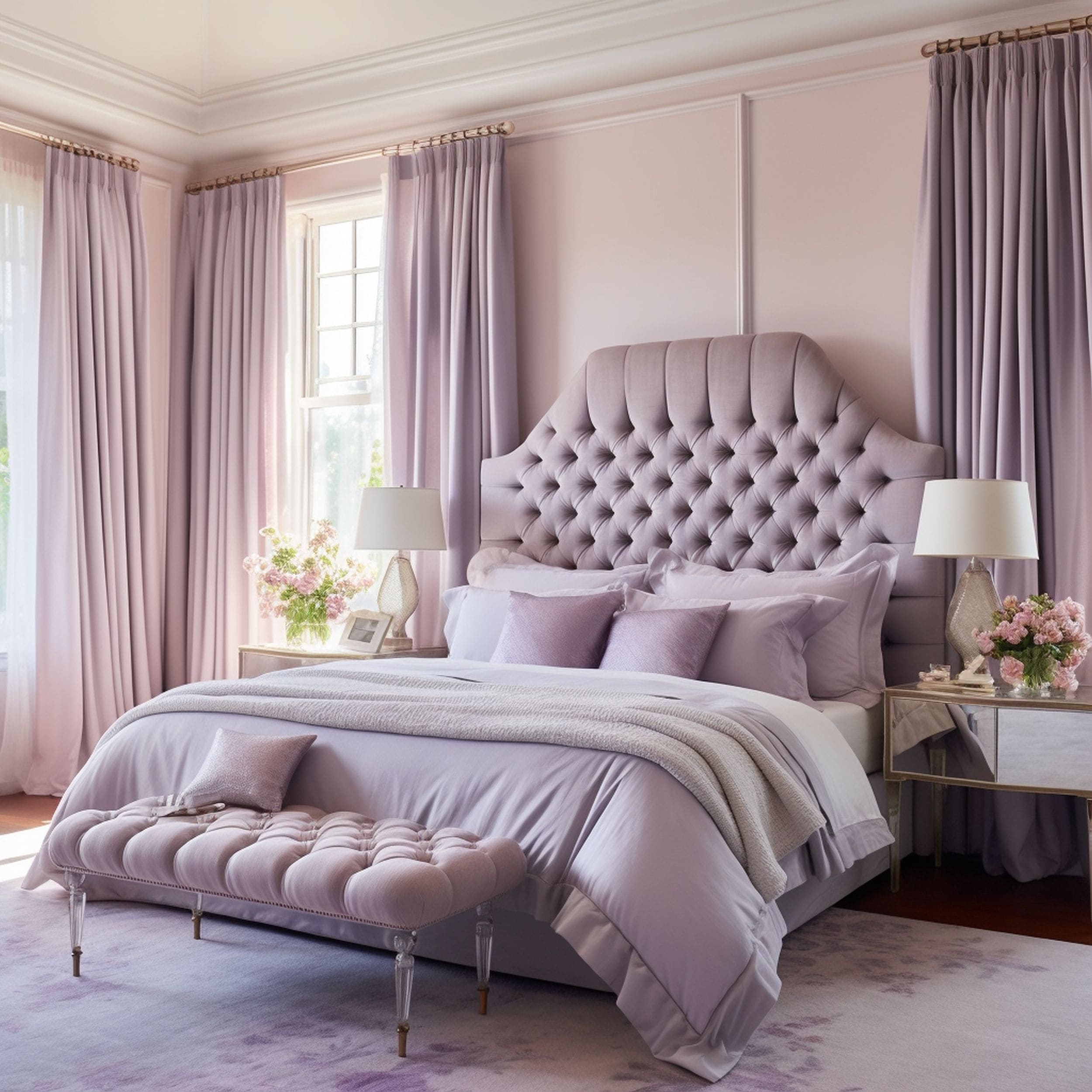 Lavender Purple Bedroom With Pink Walls