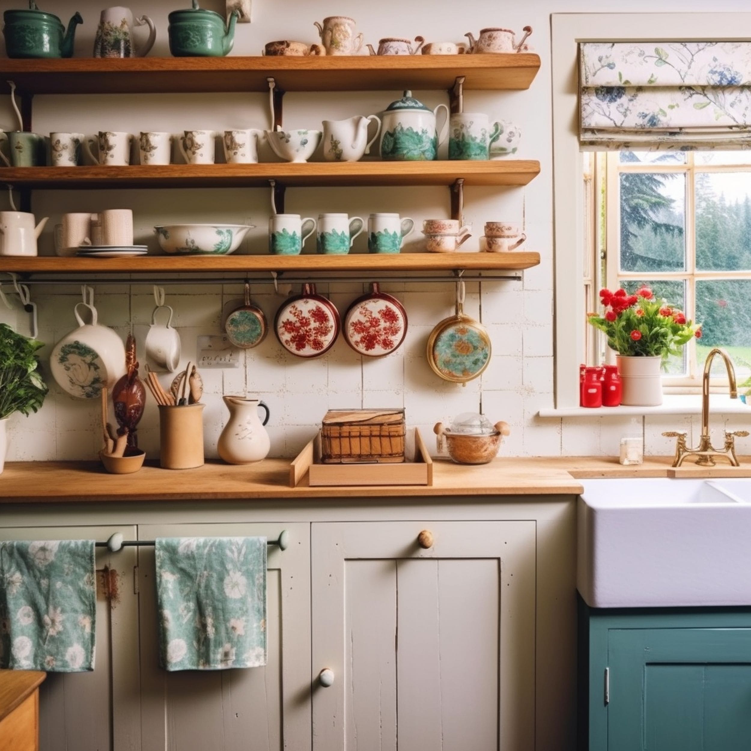 Cottagecore Kitchen With Open Shelves