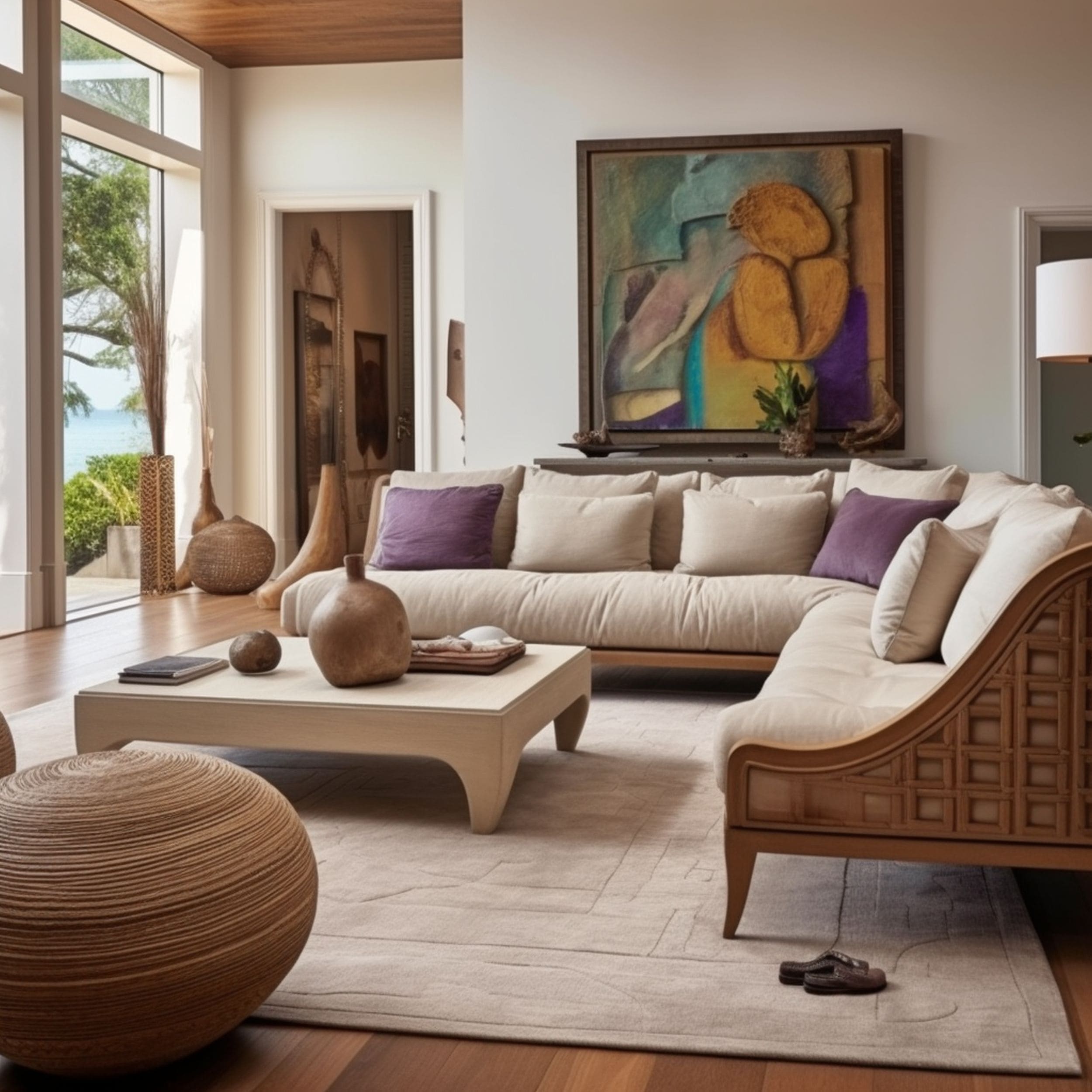 Sofa Placed in the Center of Living Room