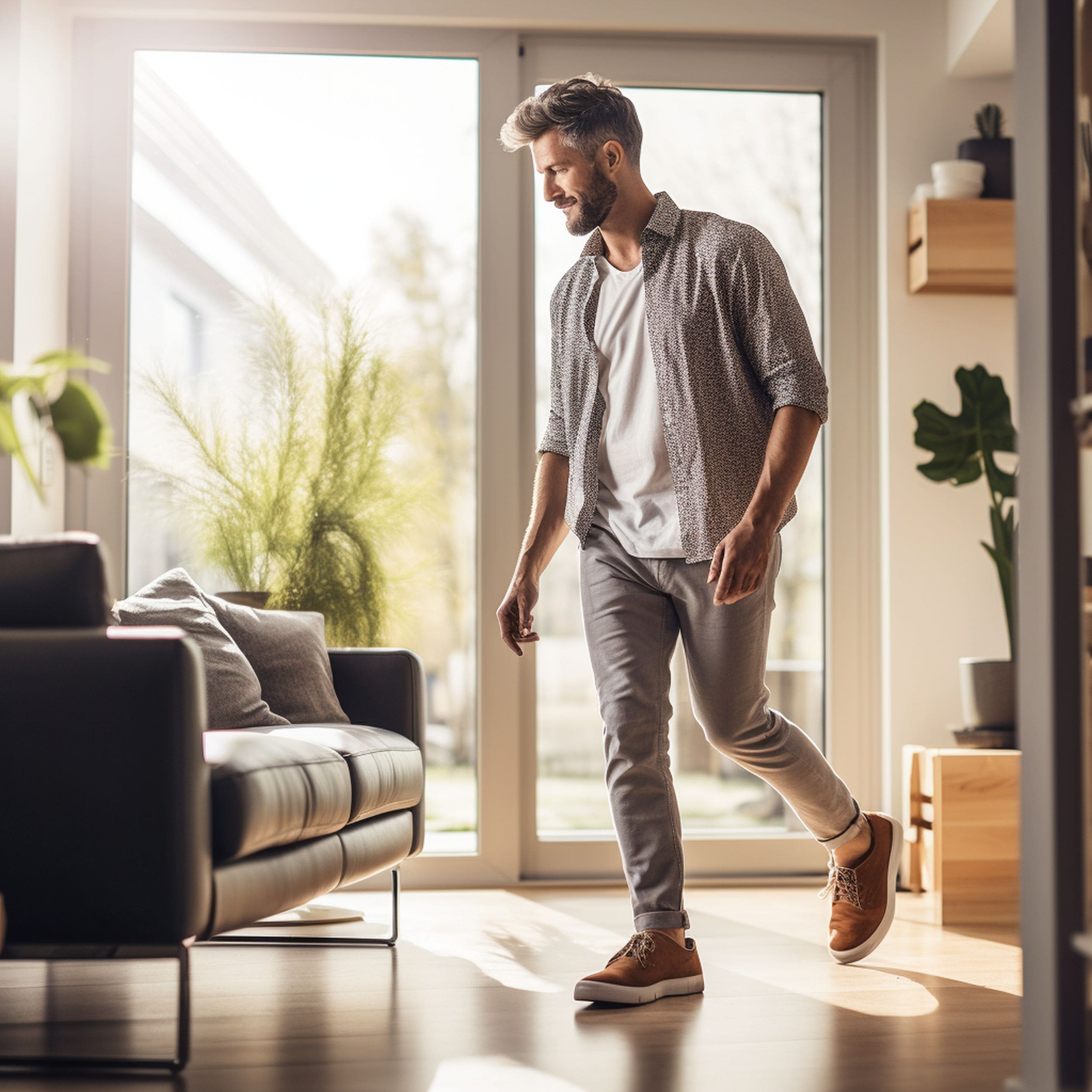 Man Using Shoes Indoors