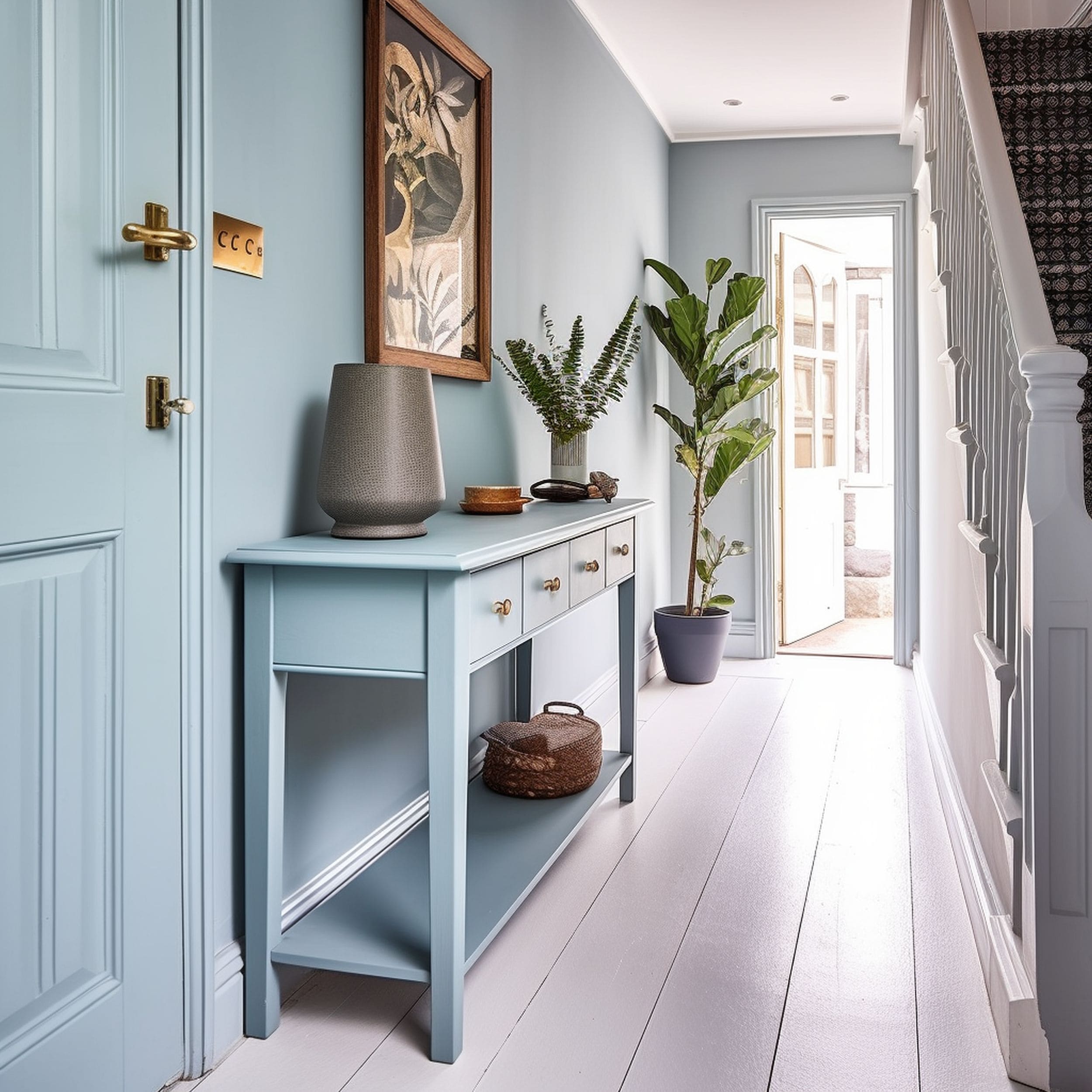 Painted Console Table in Entryway