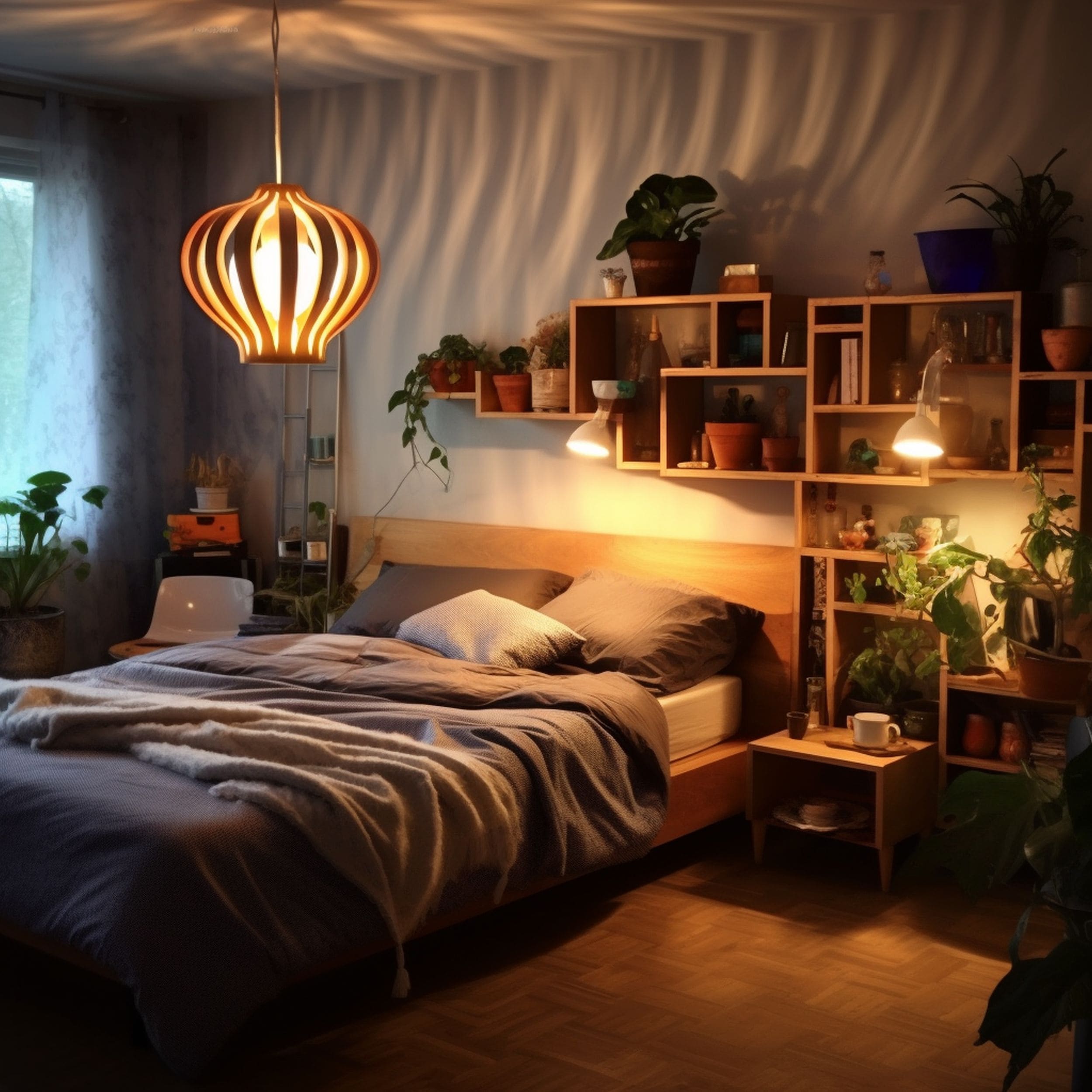 Cluttercore Bedroom With Ambient Lighting
