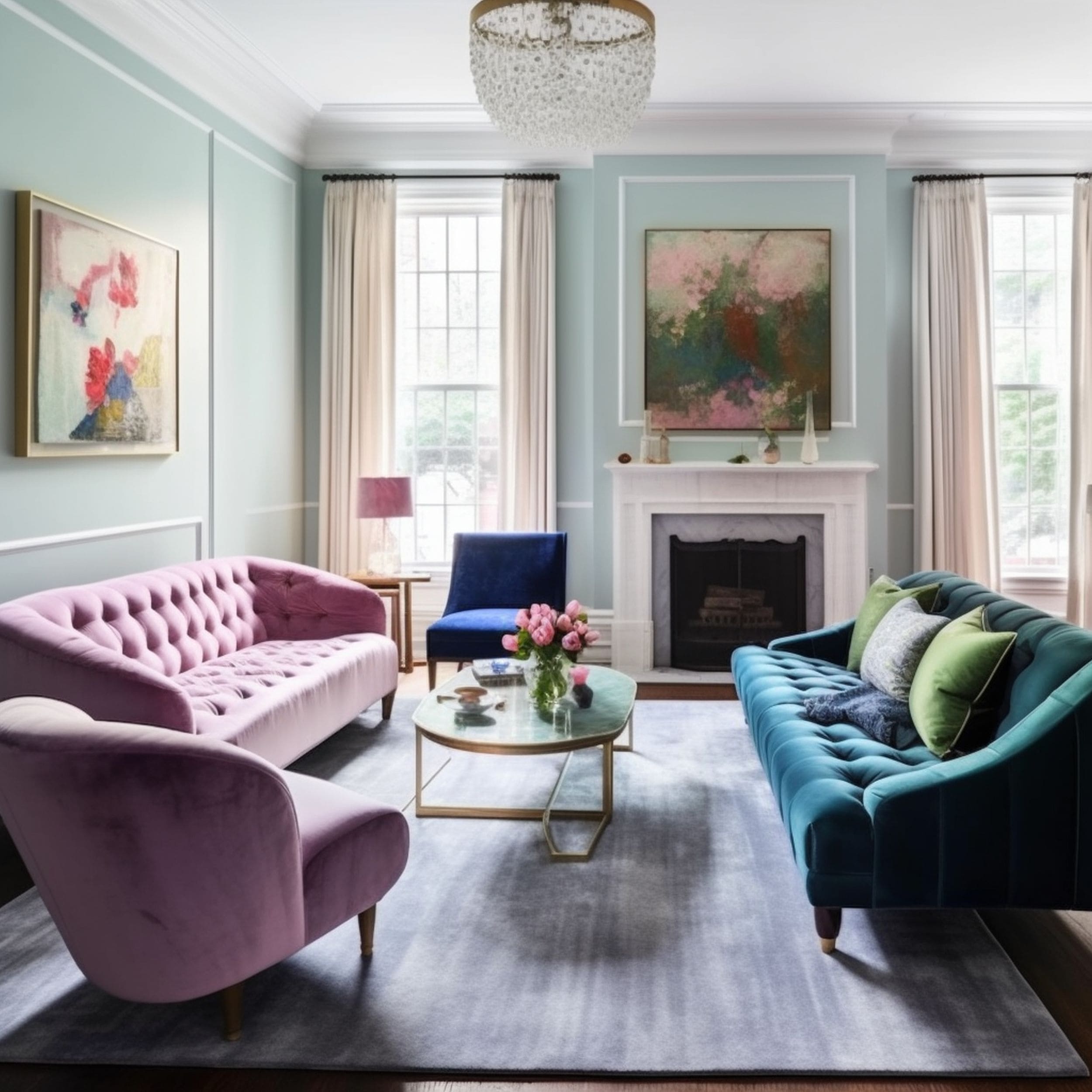 Modern Victorian Living Room With Detailed Furniture