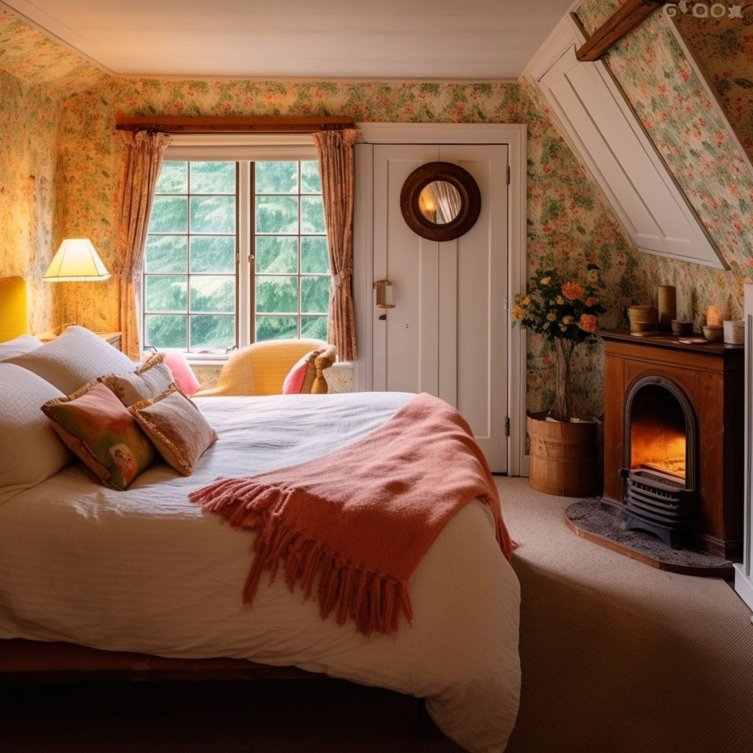Cottagecore Bedroom With Fireplace