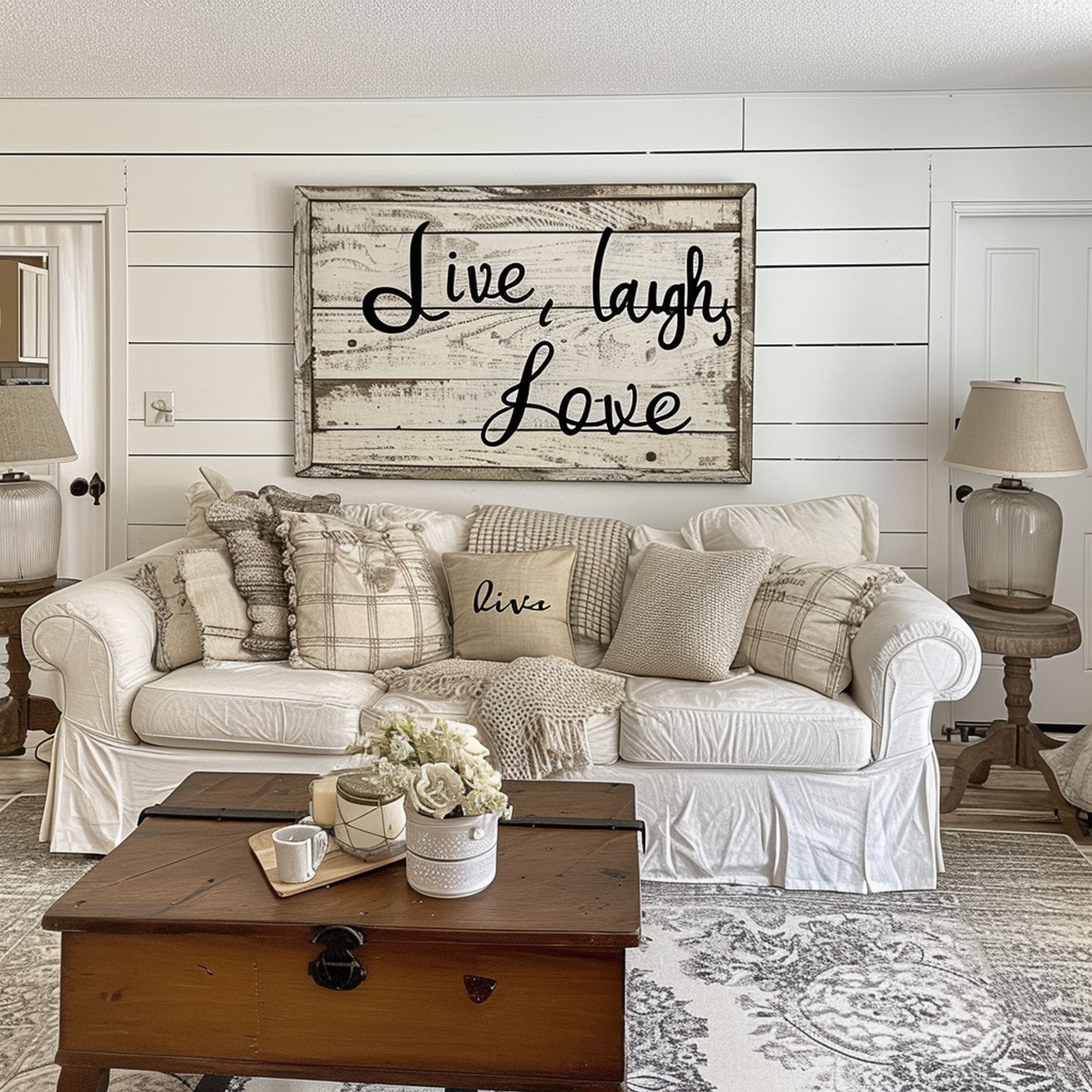 Kitschy Word Art in Outdated Room