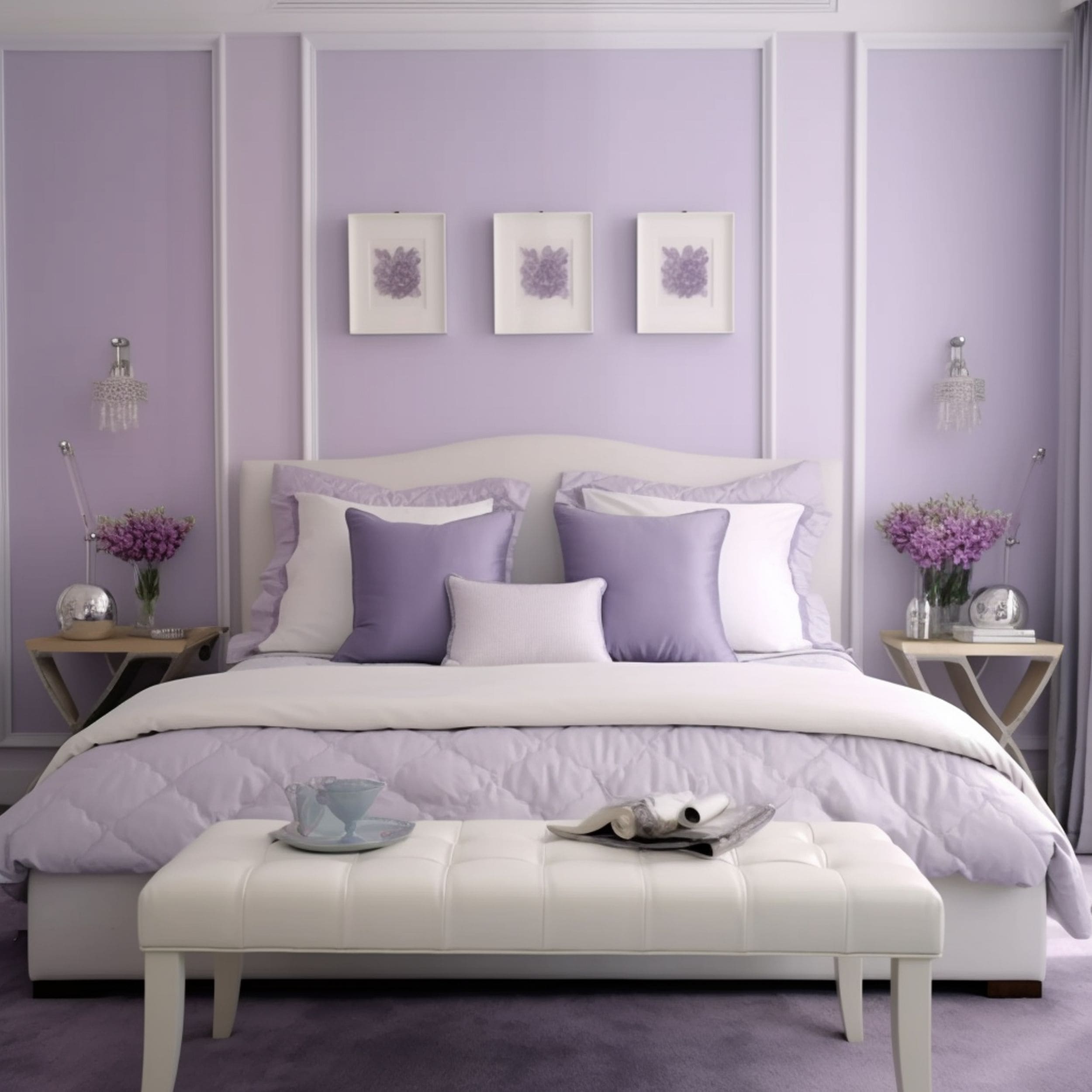Lavender Purple And White Bedroom