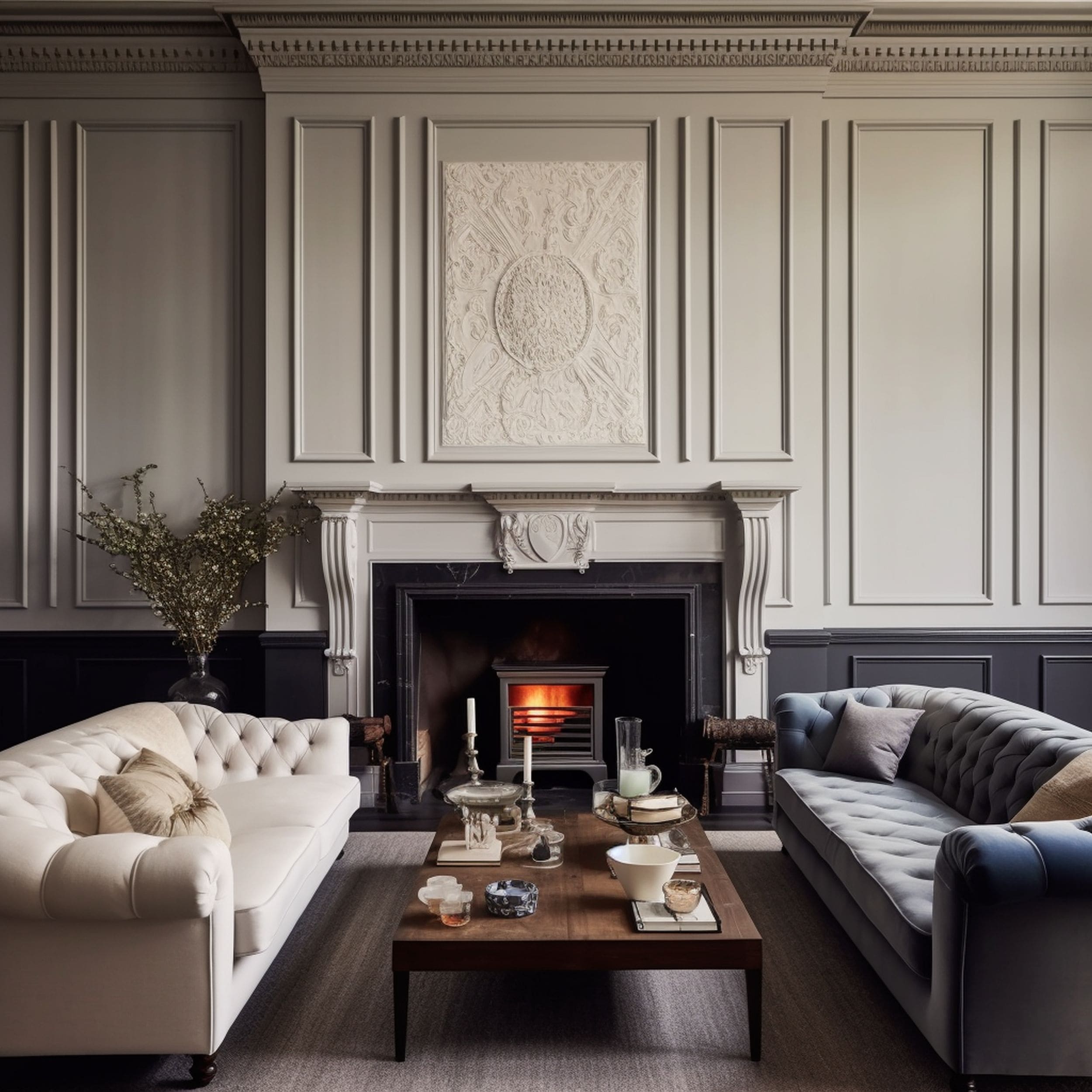 Modern Victorian Living Room With Ceiling Molding